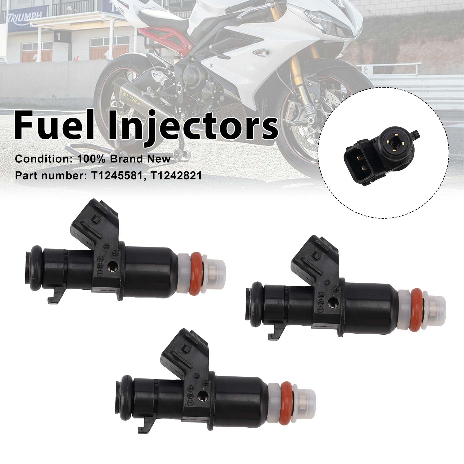 3PC T1245581 Fuel Injectors T1242821 For Daytona 675R 675 R 2013-2017
