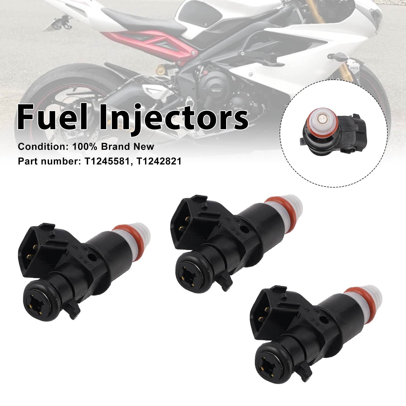 3PC T1245581 Fuel Injectors T1242821 For Daytona 675R 675 R 2013-2017