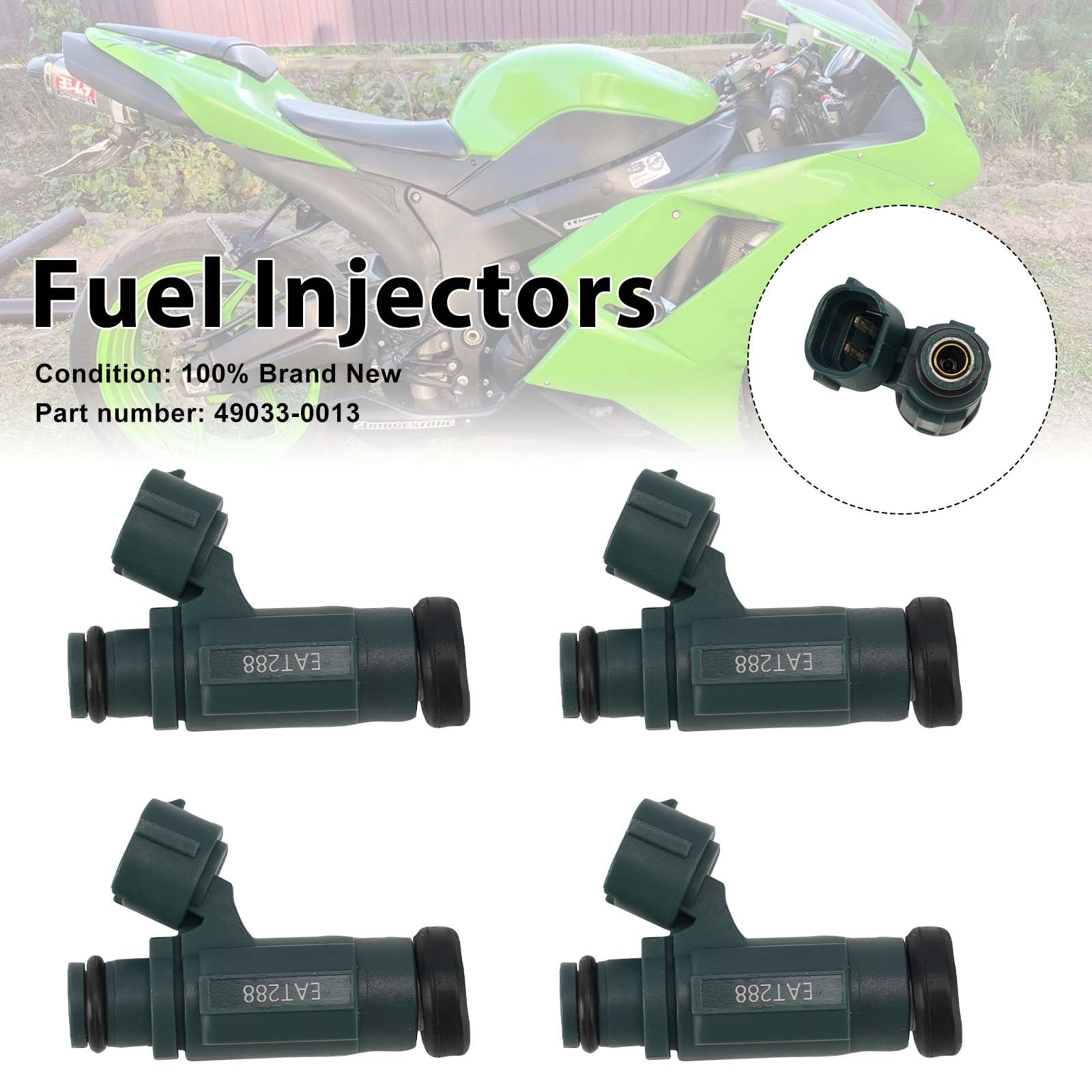 4PC Fuel Injectors 49033-0013 For Kawasaki Ninja ZX600 ZX6R Z750 2007-2012