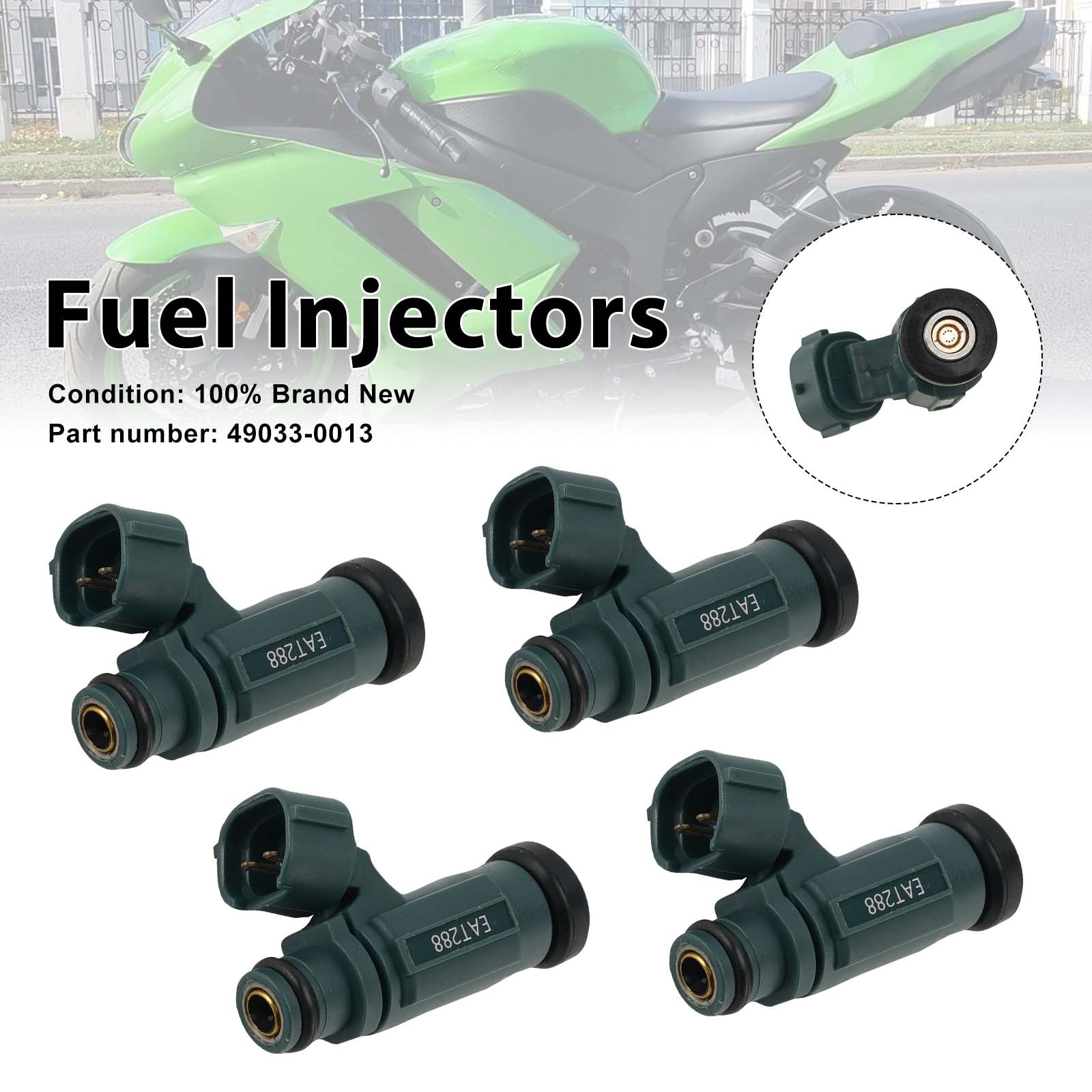 4PC Fuel Injectors 49033-0013 For Kawasaki Ninja ZX600 ZX6R Z750 2007-2012