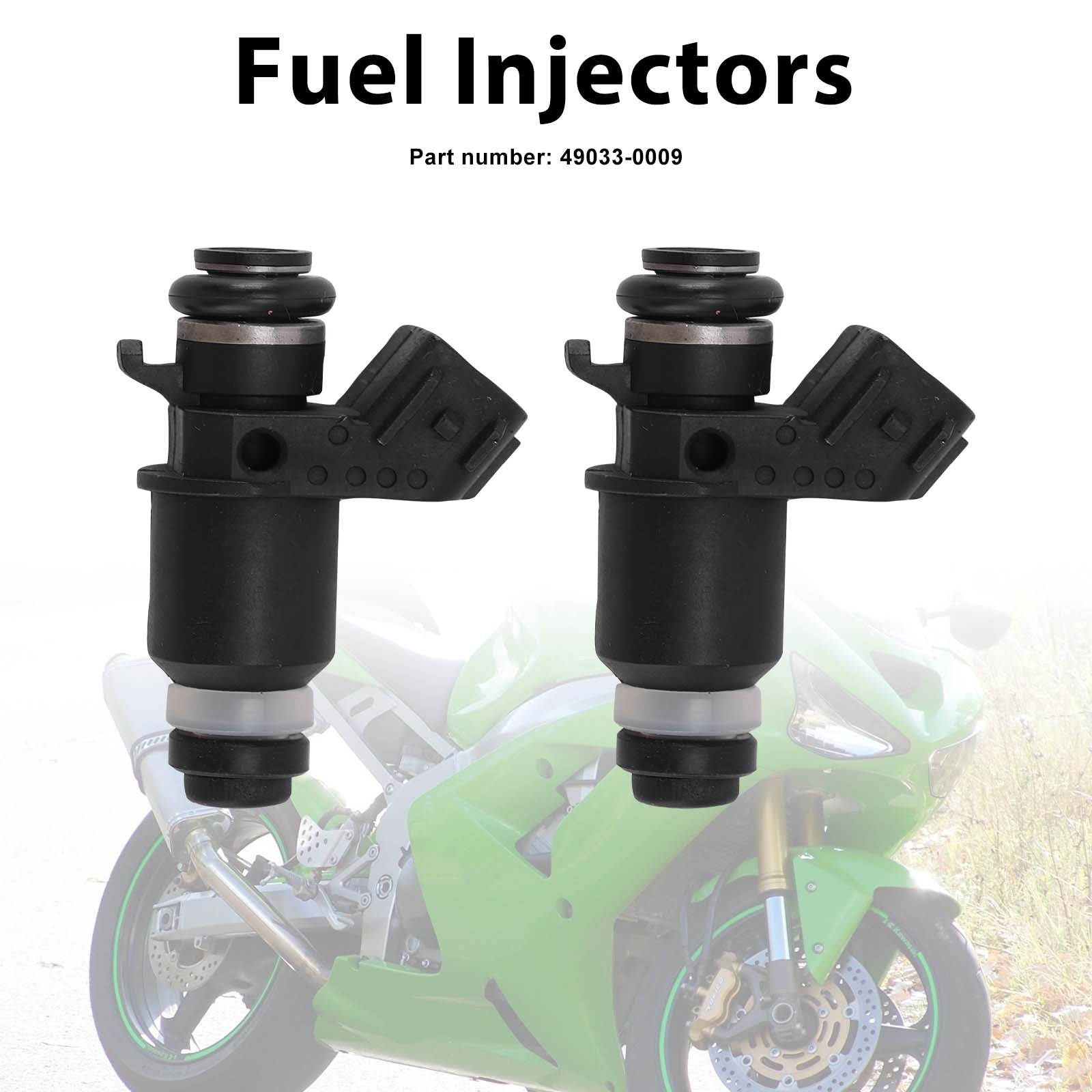 2PC Fuel Injectors 49033-0009 For Kawasaki ZX-6R ZX-6RR ZX636 05-06