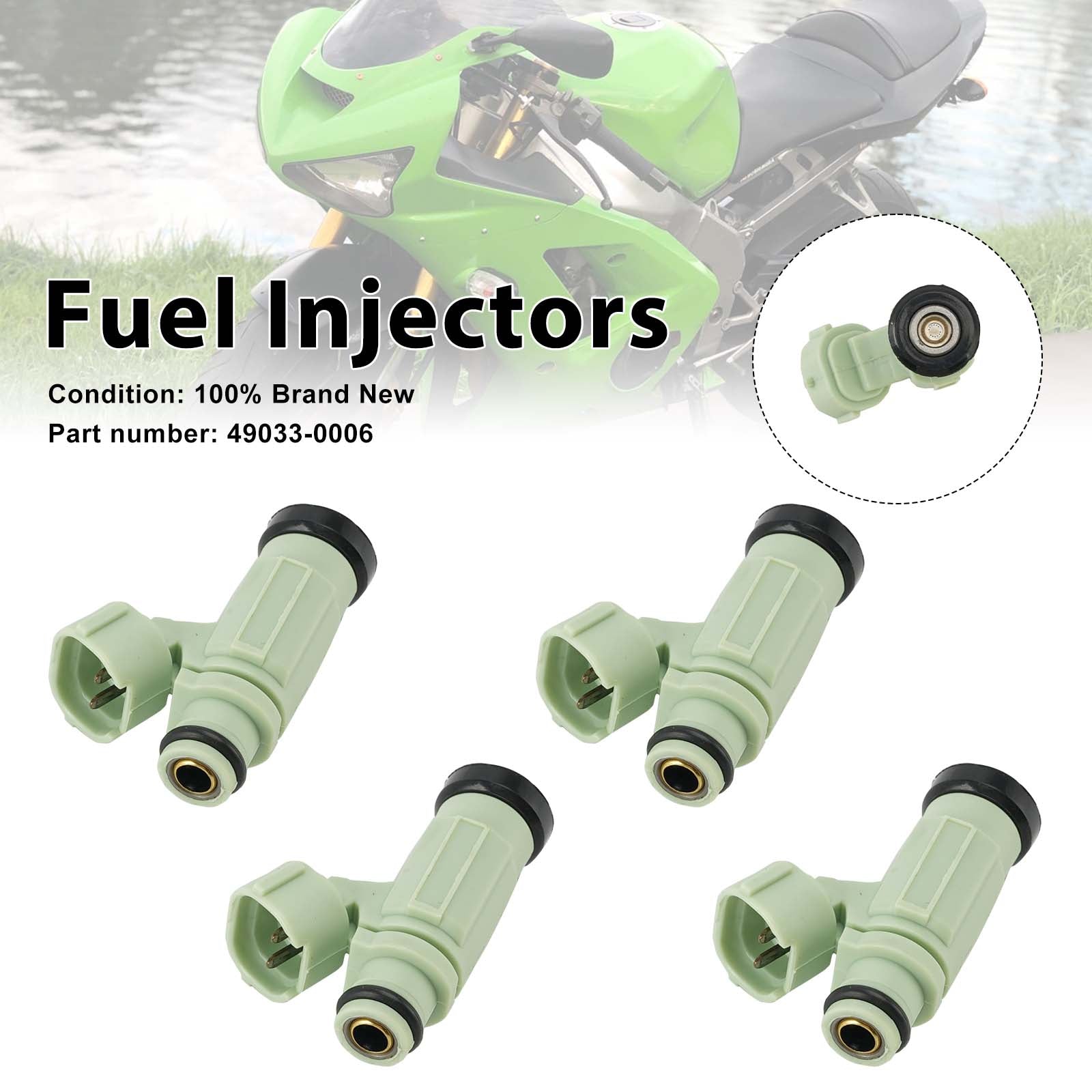 4PC Fuel Injectors 49033-0006 For Kawasaki NINJA ZX636 ZX-6R 2004-2006