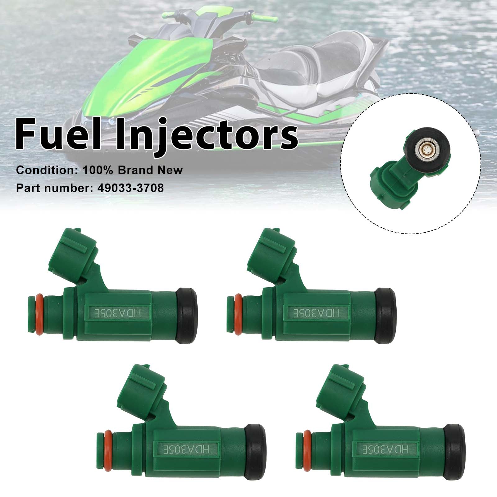 4PC Fuel Injectors 49033-3708 For Kawasaki Jet Ski Ultra 250X 260X 260LX 07-10