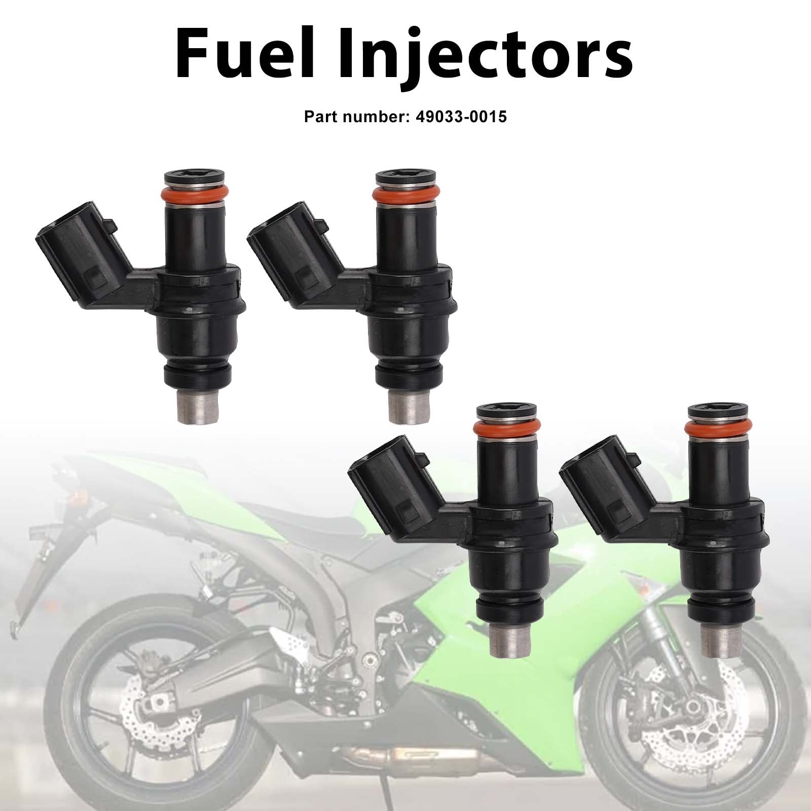4PC Fuel Injectors 49033-0015 For Kawasaki Ninja ZX6R ZX600R ZX600P 07-12
