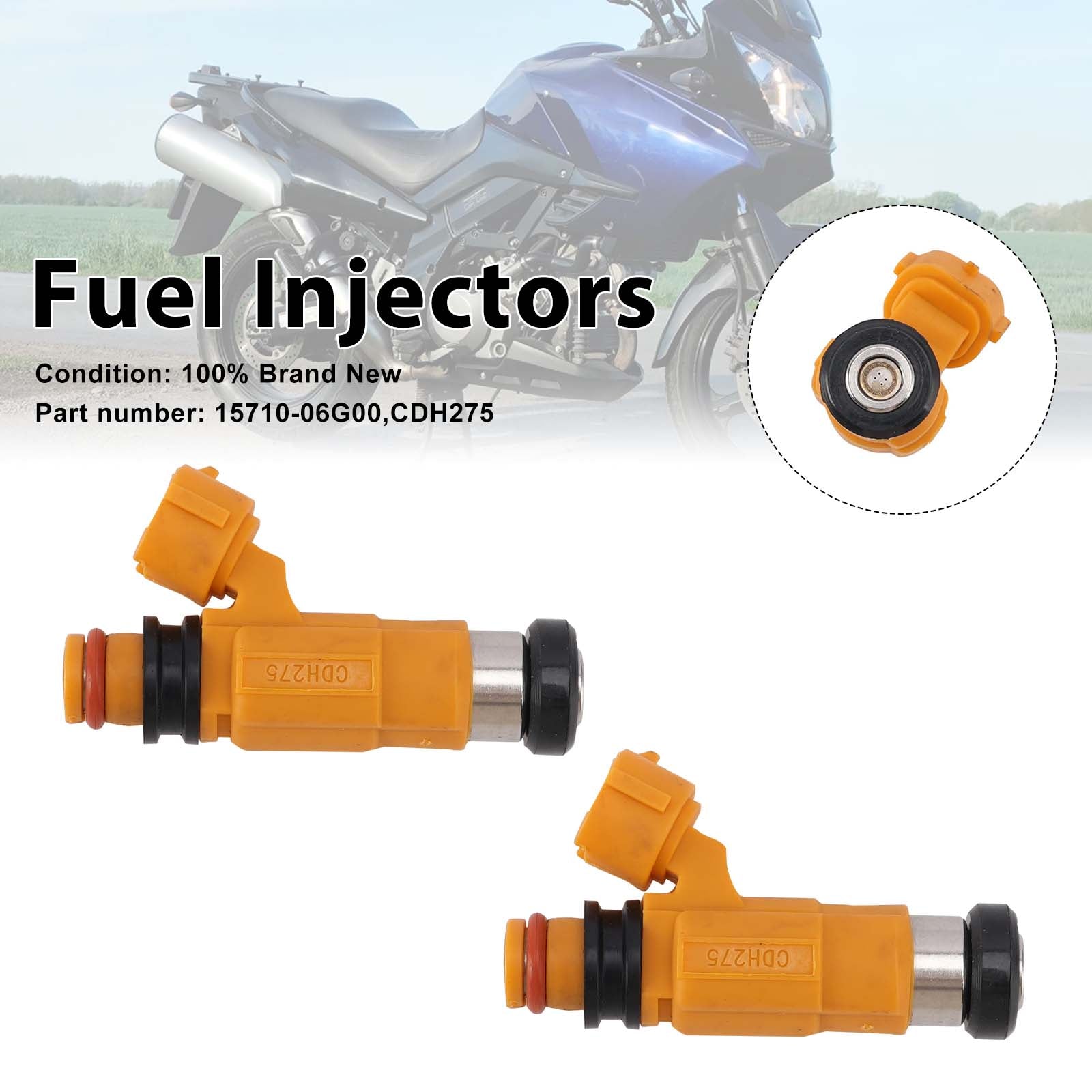 2PC CDH275 Fuel Injectors 15710-06G00 For Suzuki V-STROM DL1000 02-12