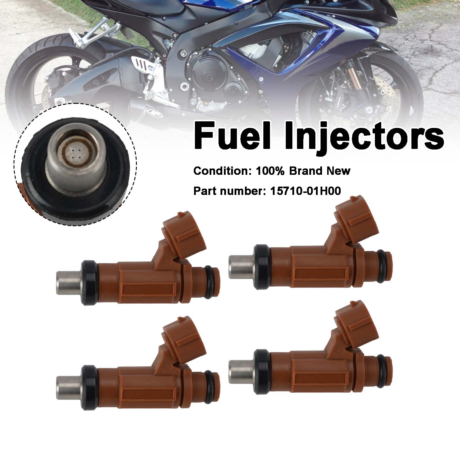 4PC Fuel Injectors 15710-01H00 For SUZUKI GSXR600 GSXR750 2006-2007