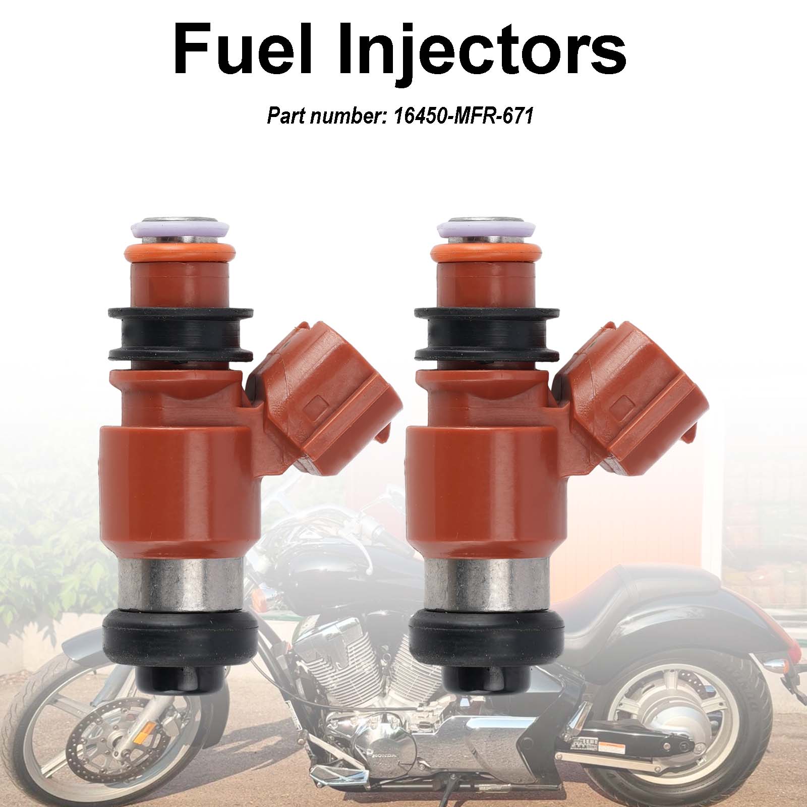 2PC Fuel Injectors 16450-MFR-671 For Honda VT1300 2010-2025