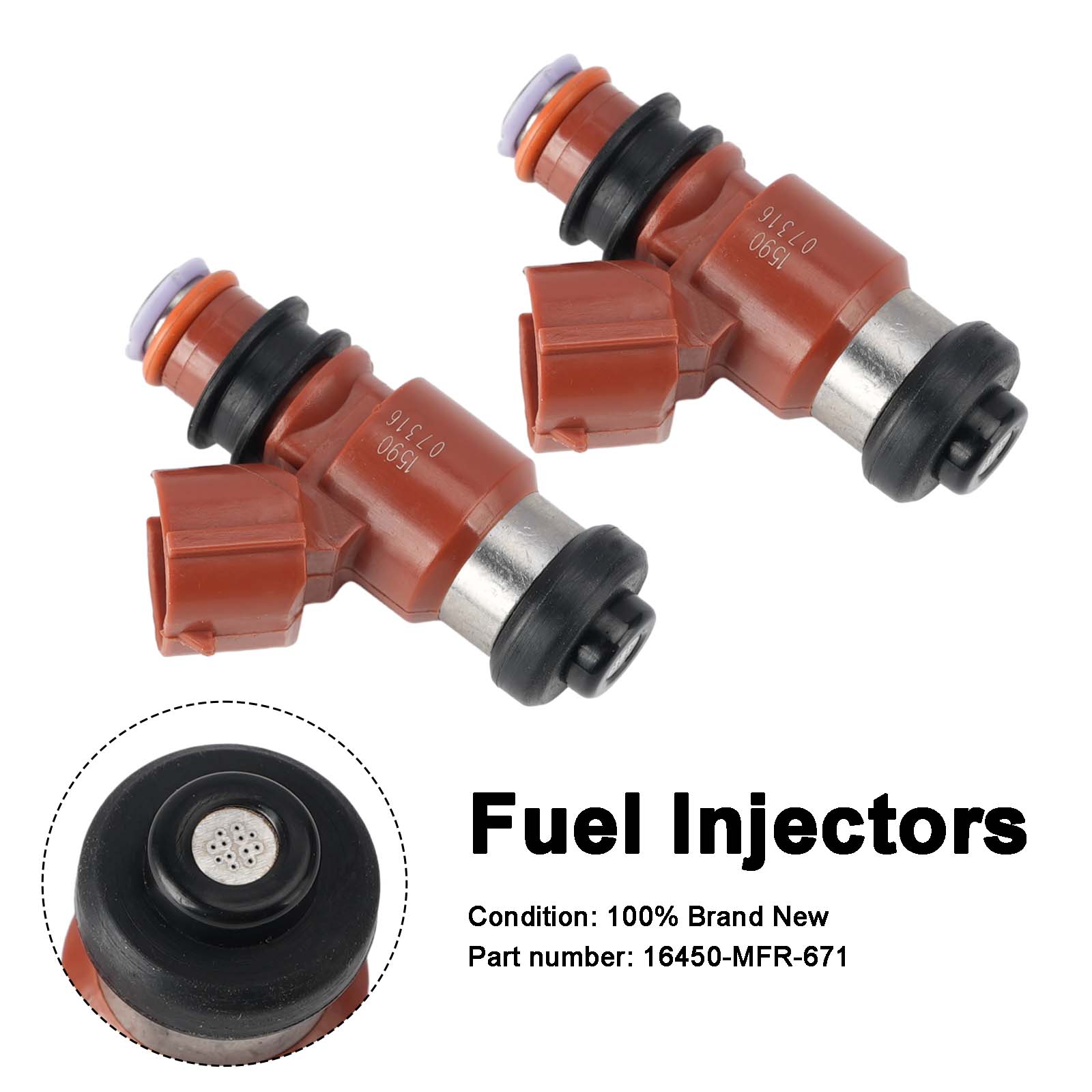 2PC Fuel Injectors 16450-MFR-671 For Honda VT1300 2010-2025