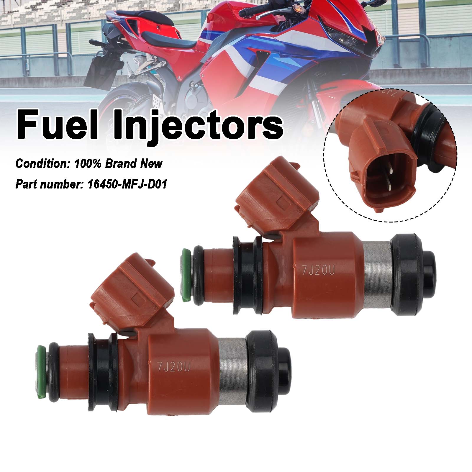 2PC Fuel Injectors 16450-MFJ-D01 For Honda Rebel 500 17-24 CB500 CBR600RR