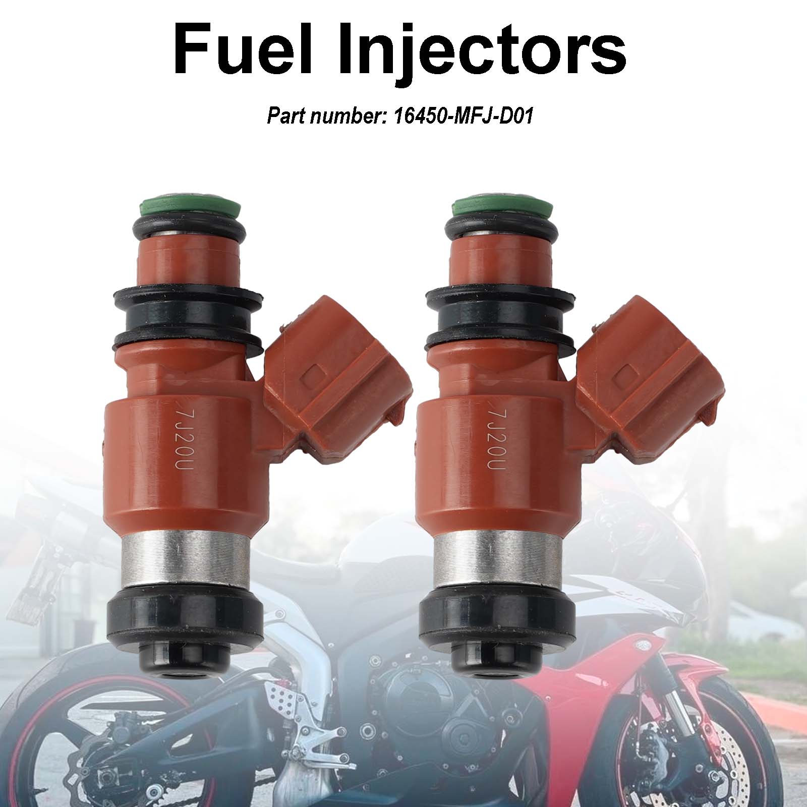 2PC Fuel Injectors 16450-MFJ-D01 For Honda Rebel 500 17-24 CB500 CBR600RR