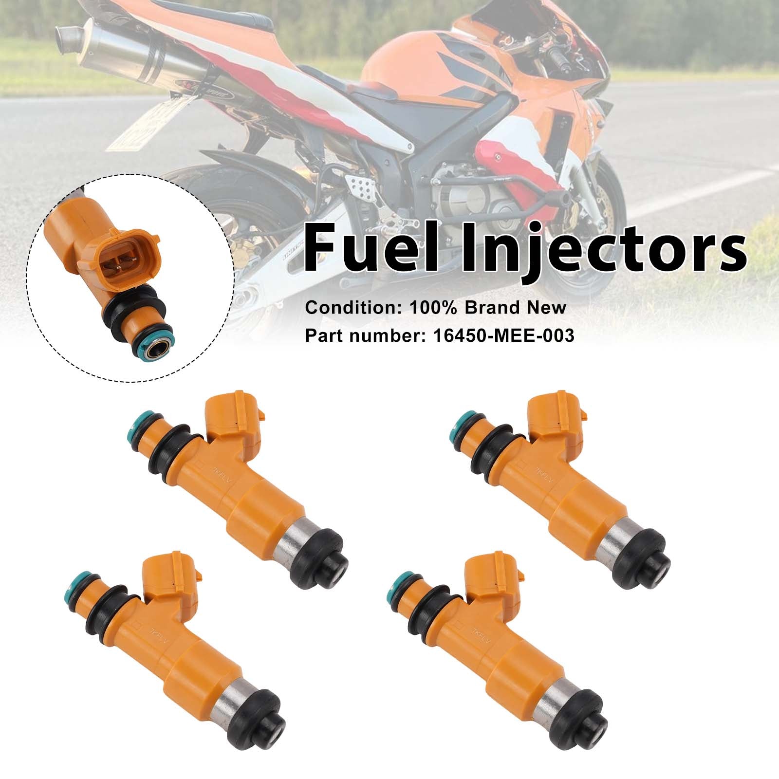 4PC Fuel Injectors 16450-MEE-003 For Honda CBR600RR 2003-2004