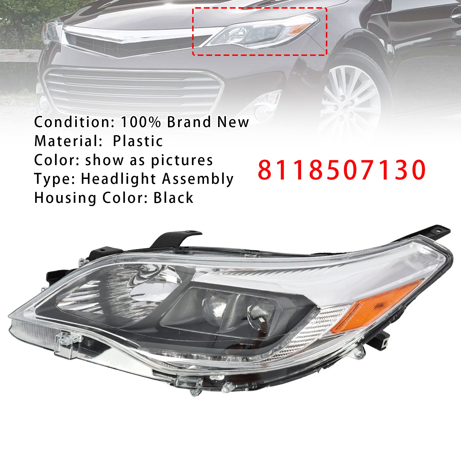 Left Xenon/HID Head Light 8118507130 For Toyota Avalon 2013-2015