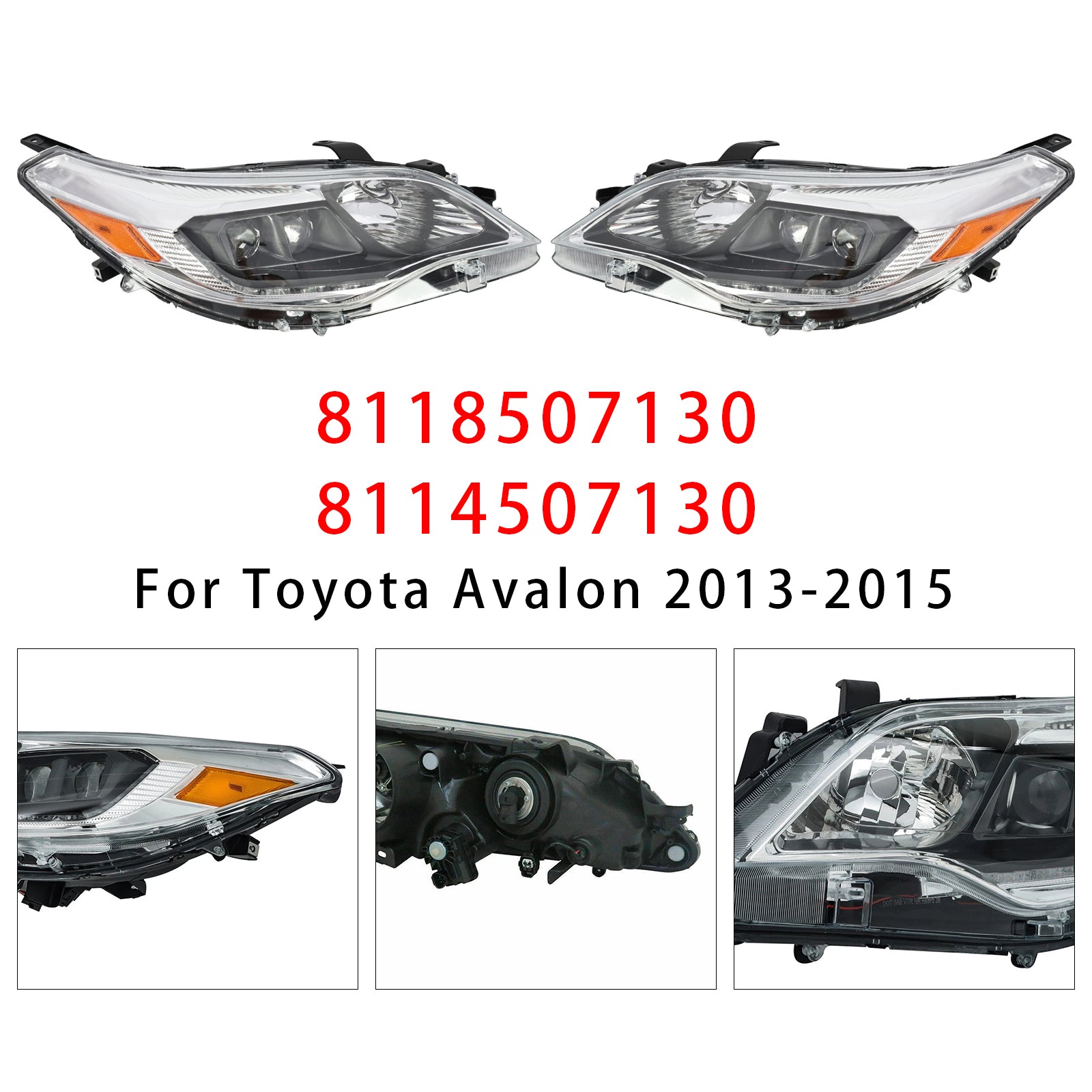 Left+Right Xenon/HID Head Light 8118507130 8114507130 For Toyota Avalon 13-2015