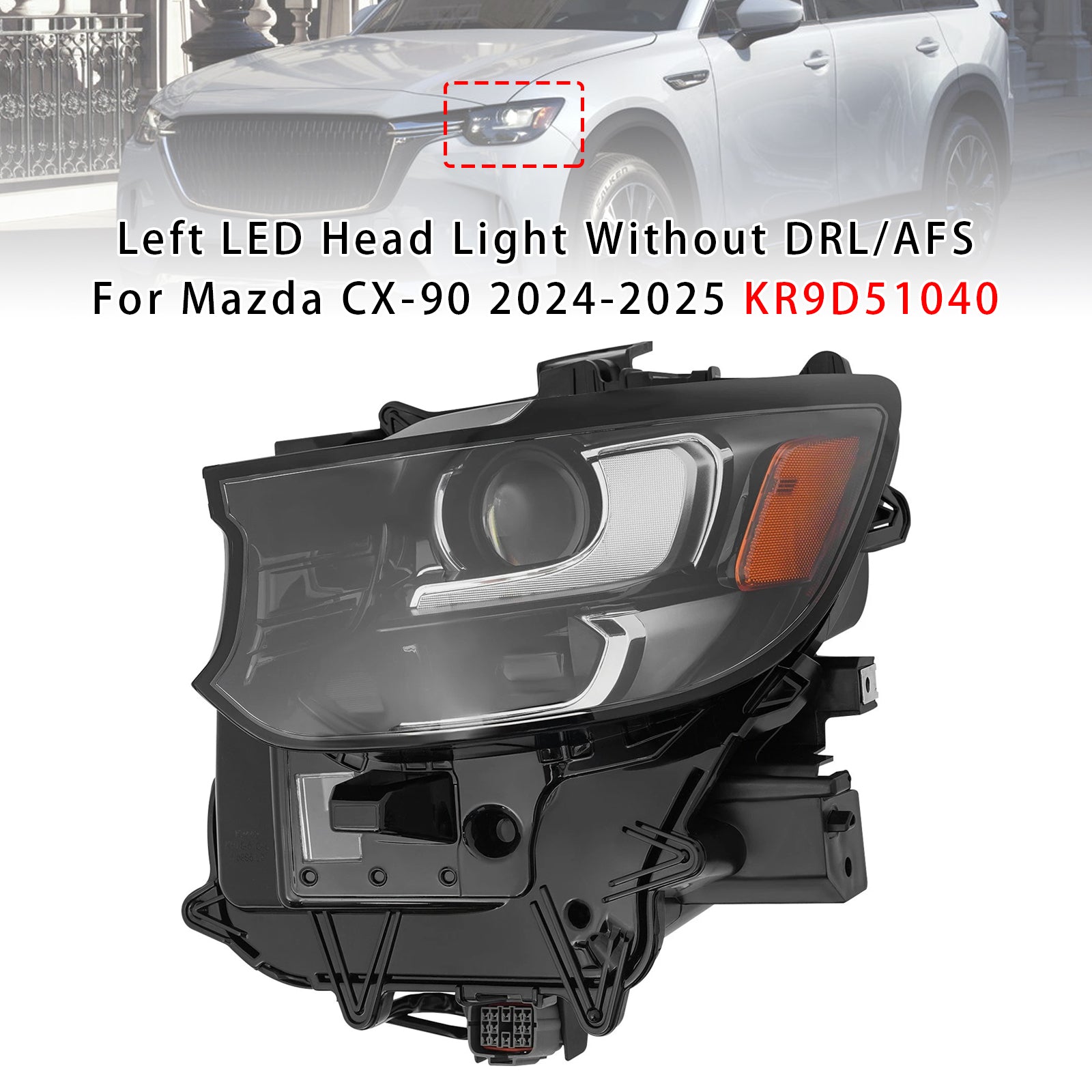 Left LED Head Light Without DRL/AFS For Mazda CX-90 2024-2025 KR9D51040