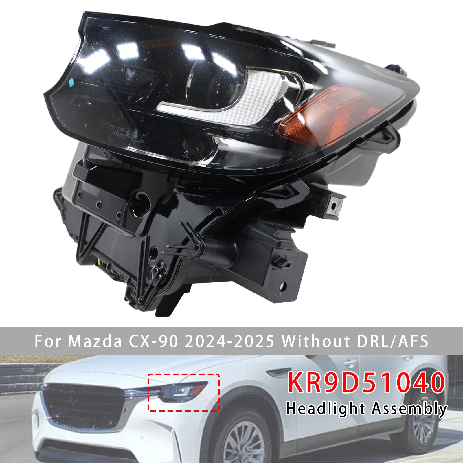 Left LED Head Light Without DRL/AFS For Mazda CX-90 2024-2025 KR9D51040