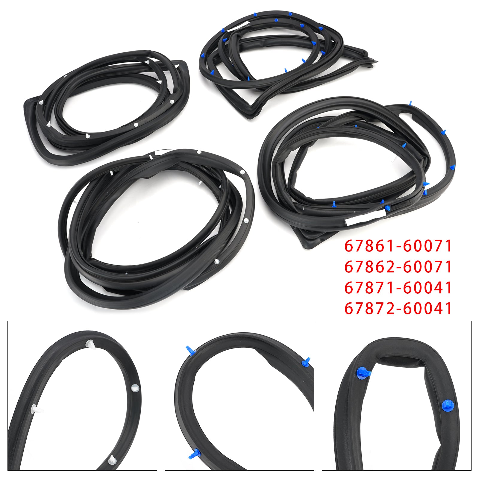 4Pcs Door Weatherstrip For Toyota Land Cruiser Fj80 Fzj80 Hzj81 Hdj80 1990-1998