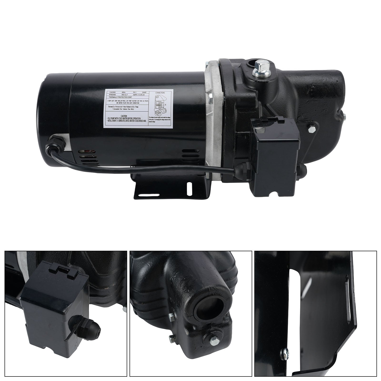 SWS75 Heavy Duty 3/4HP 779 GPH Cast Iron Shallow Well Jet Pump 040066218780