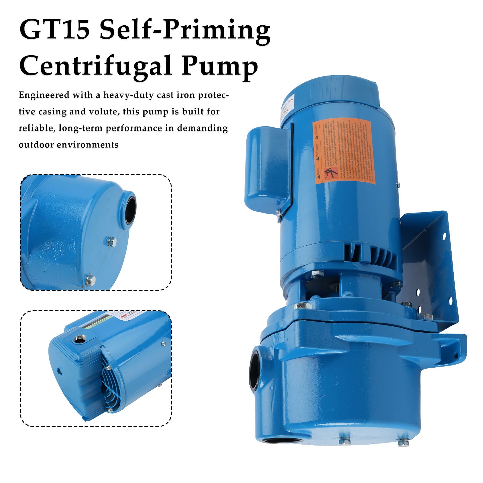 GT15 Self - Priming Centrifugal Pump - 1.5 HP