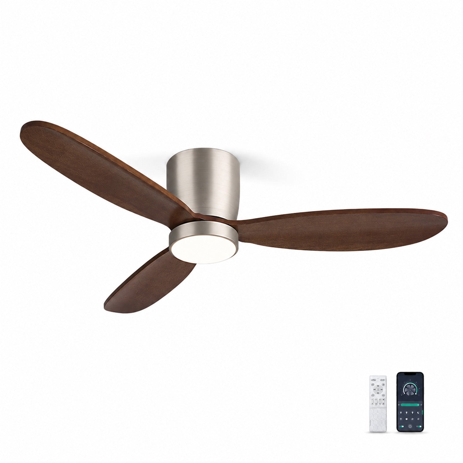 Quiet 35W Motor 6 Speed Flush Ceiling Fan 3 Color Temperature LED Light Remote