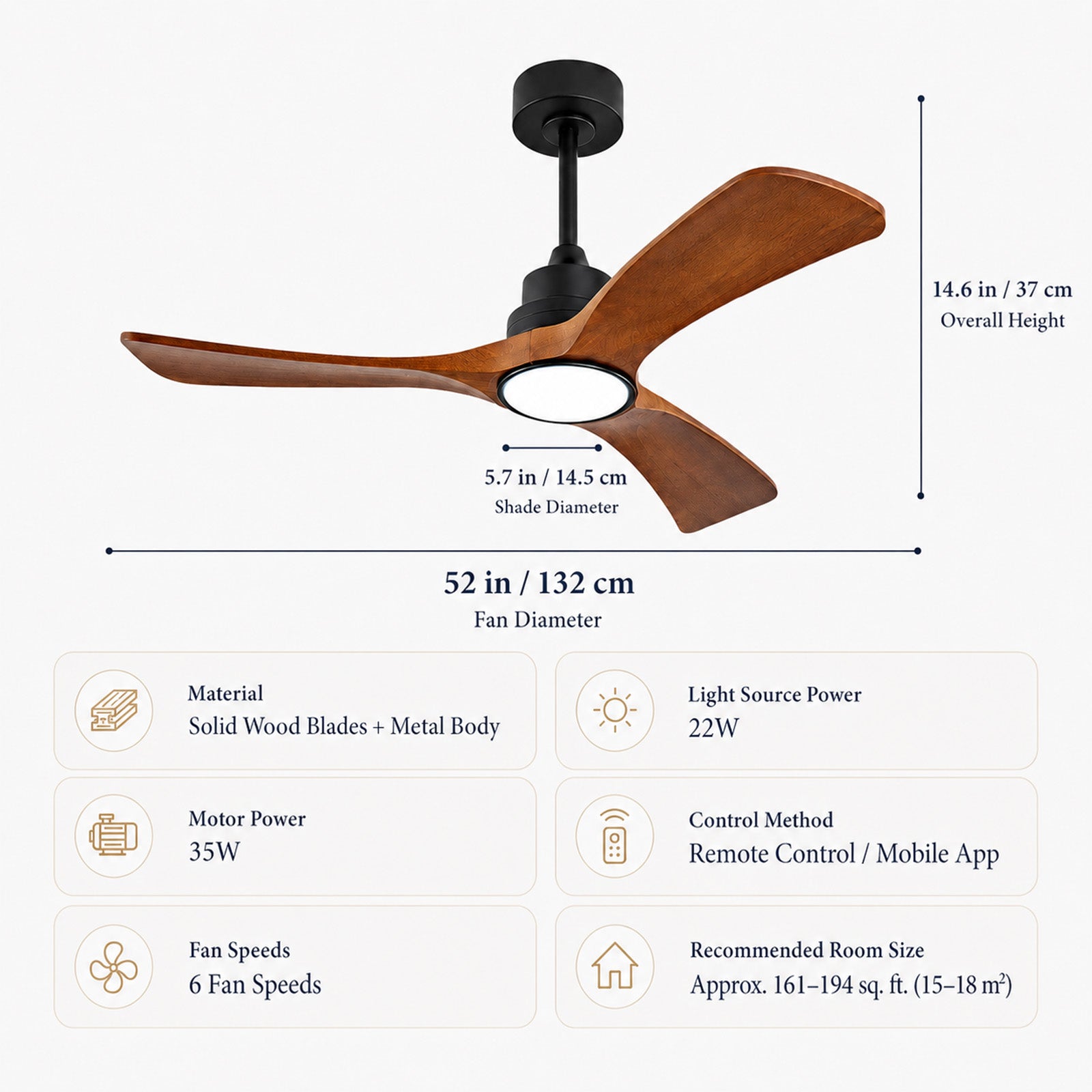 52" Smart Ceiling Fan with Light