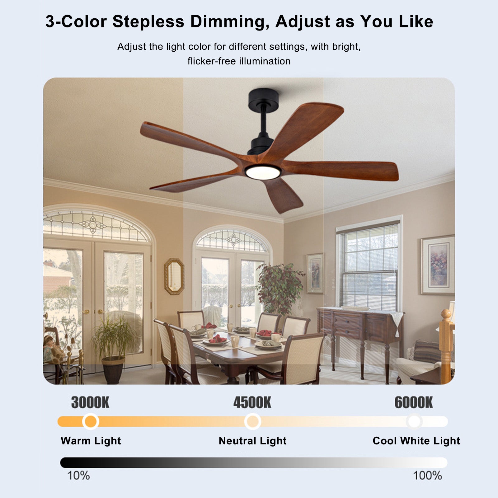 Quiet 60" Ceiling Fan Light