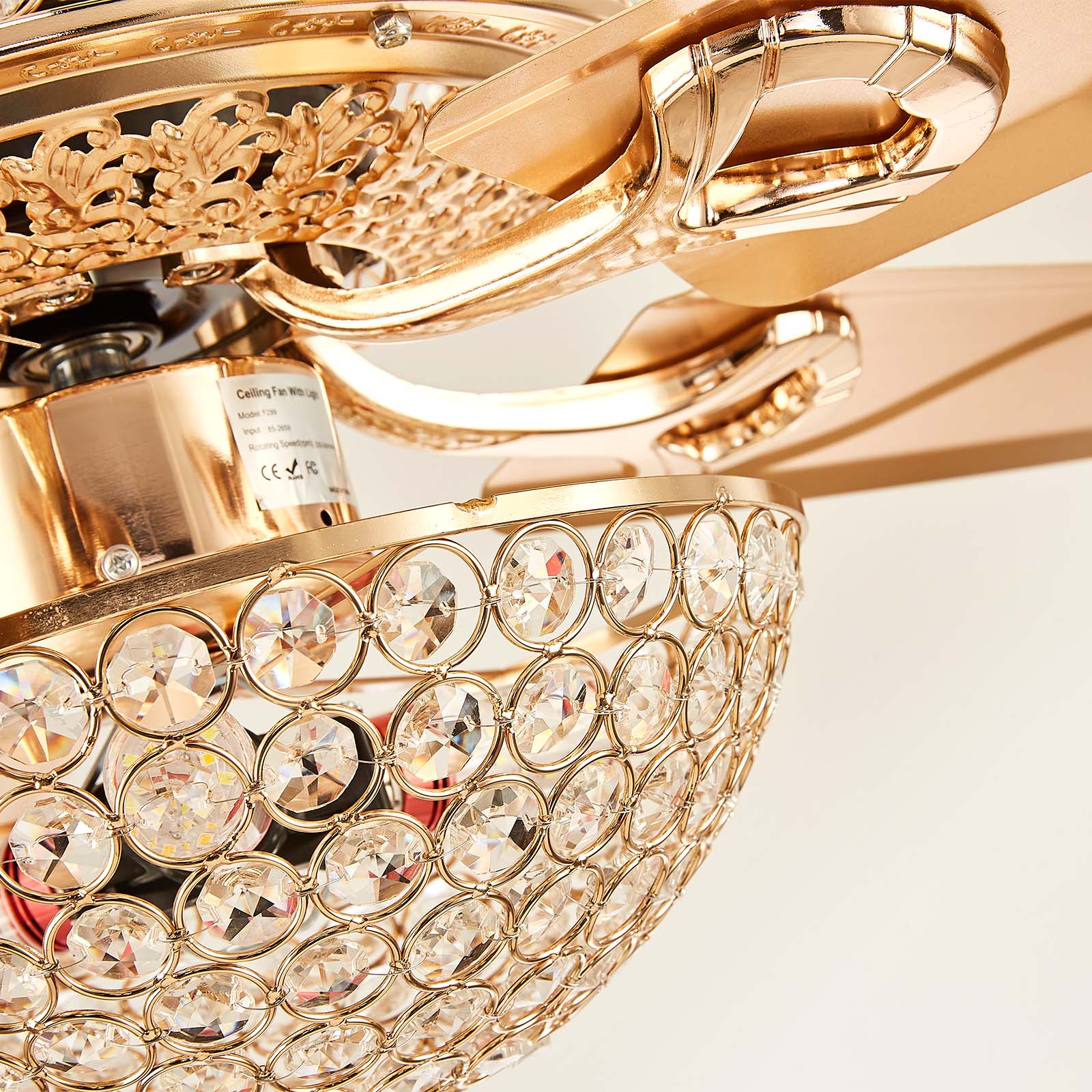 52 " Crystal Ceiling Fan with Light and Remote