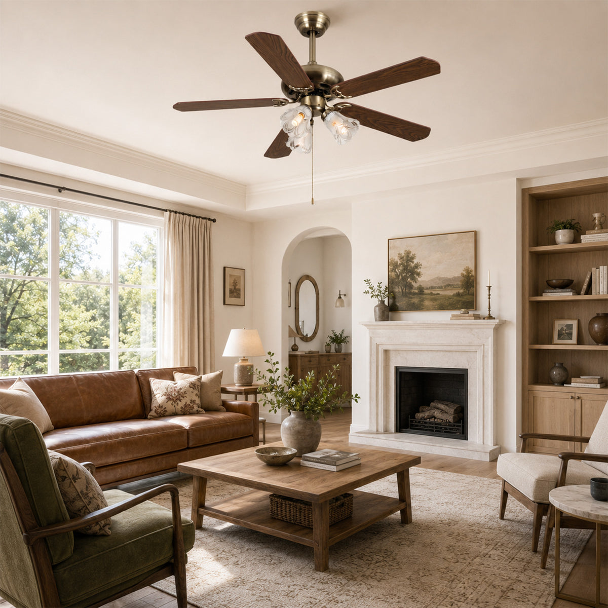 42-Inch Vintage Ceiling Fan with Light