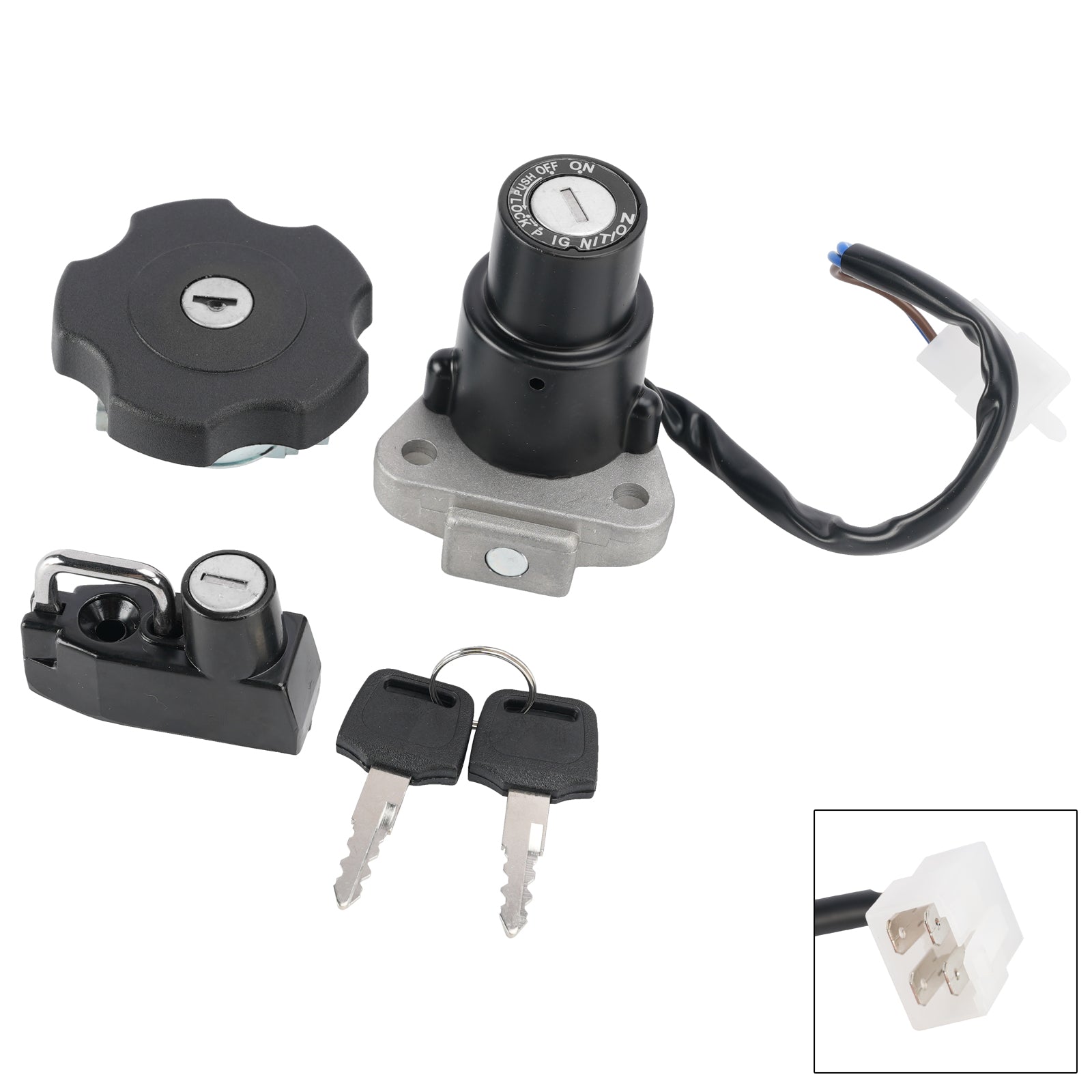4-Wire Ignition Switch Fuel Cap Helmet Lock Set For Yamaha XT 600 XT600 90-1995