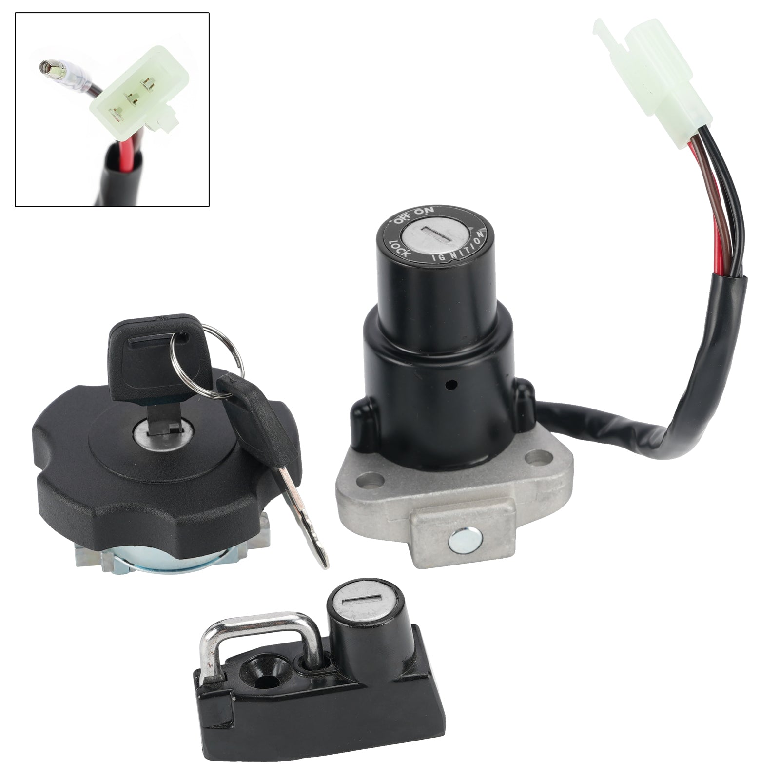 4-Wire Ignition Switch Fuel Cap Helmet Lock Set For Yamaha XT 600K XT600 91-94