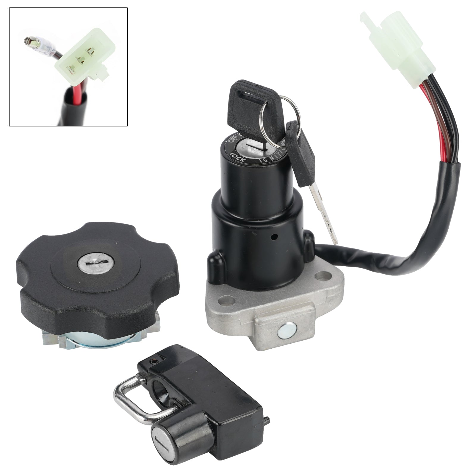 4-Wire Ignition Switch Fuel Cap Helmet Lock Set For Yamaha XT 600K XT600 91-94