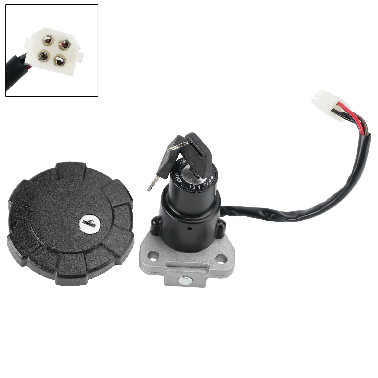 4-Wire Ignition Switch Fuel Cap Lock Set For Yamaha XT250 XT350 1985-1986