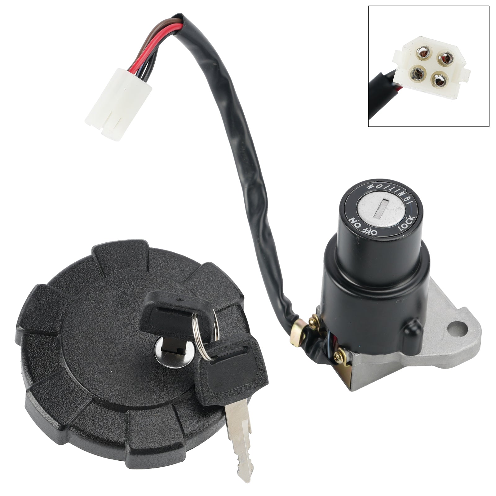 4-Wire Ignition Switch Fuel Cap Lock Set For Yamaha XT250 XT350 1985-1986