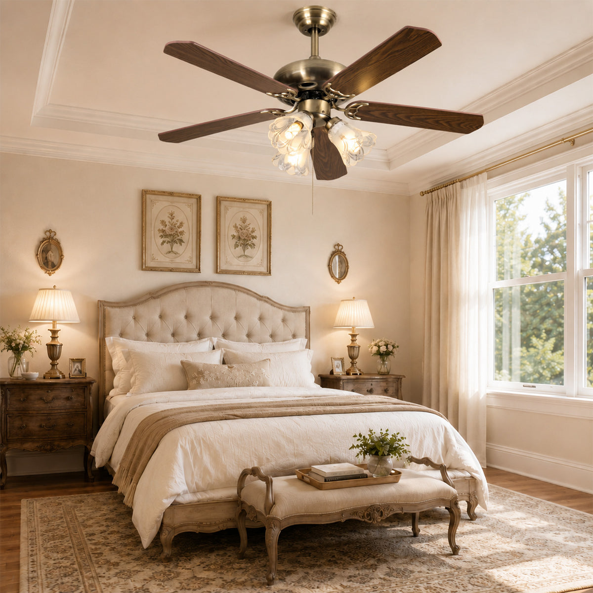 42-Inch Vintage Ceiling Fan with Light