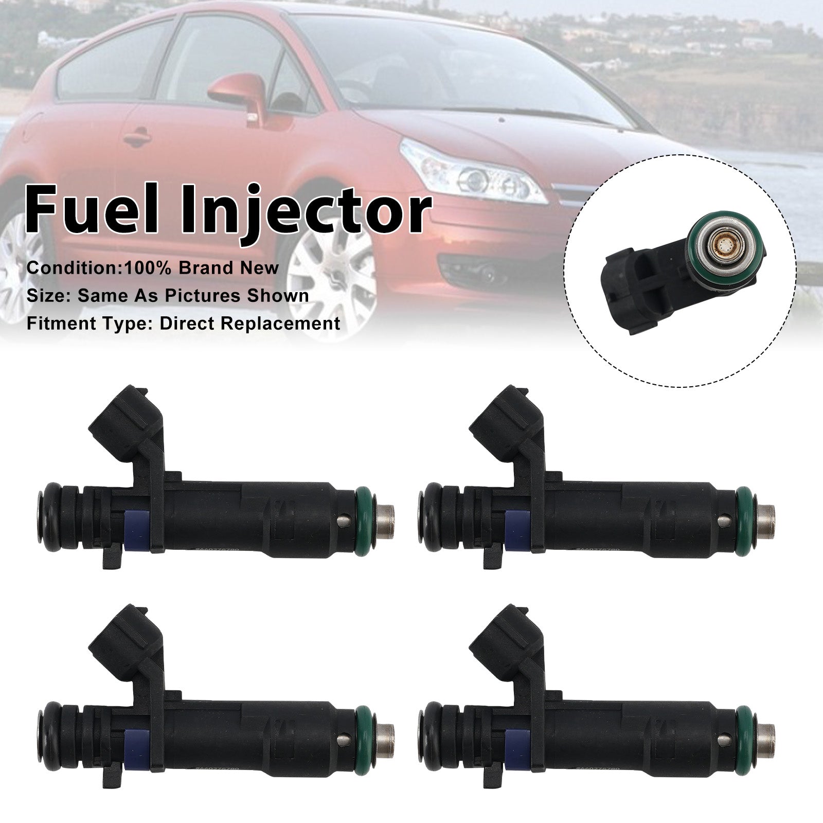 4Pcs Fuel Injector For Citro?n C4 Coupe 2006-07 C5 II 2004-2008 9660275780