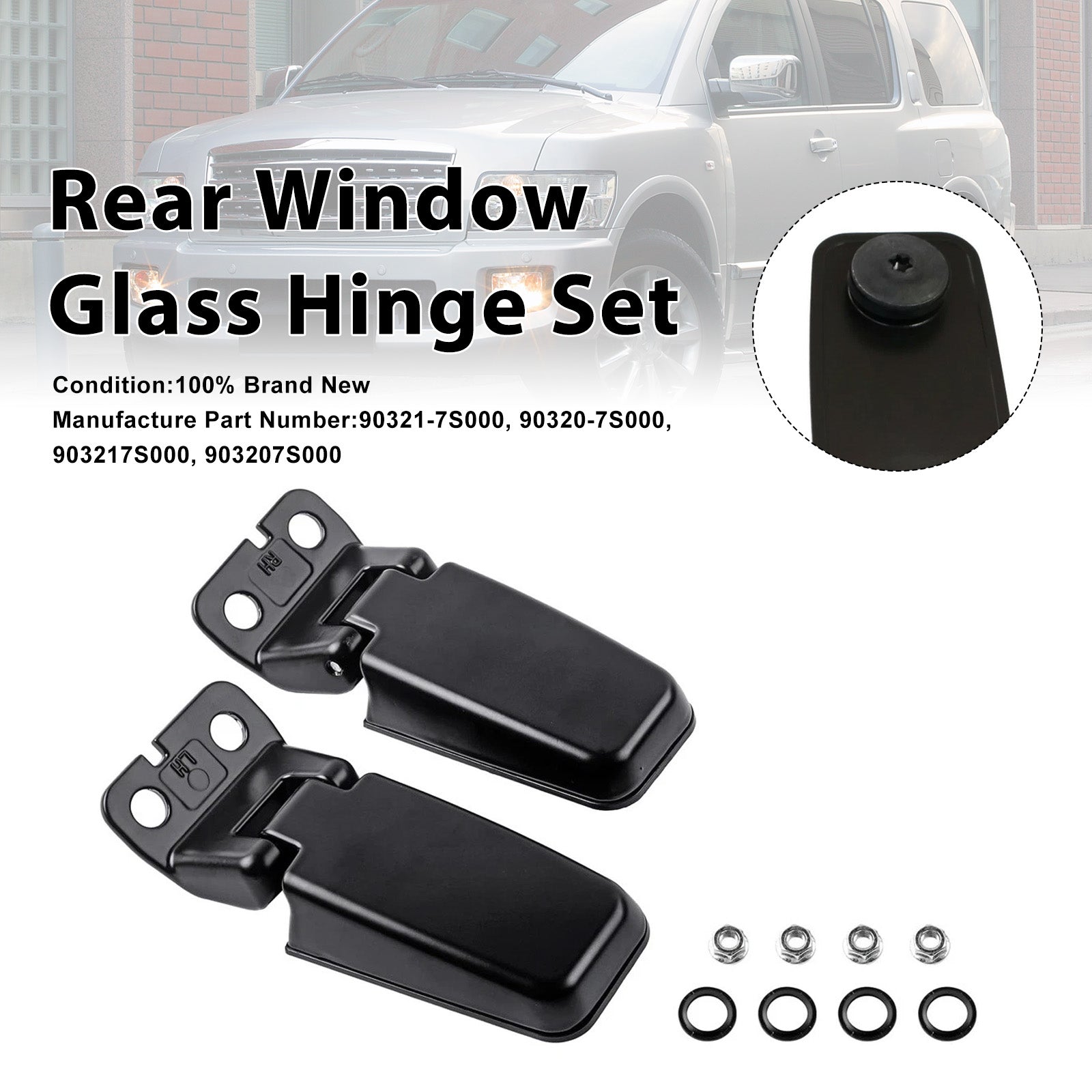 Rear Liftgate Glass Hinge Set For Infiniti QX56 5.6L V8 2004-2010 90320-7S000