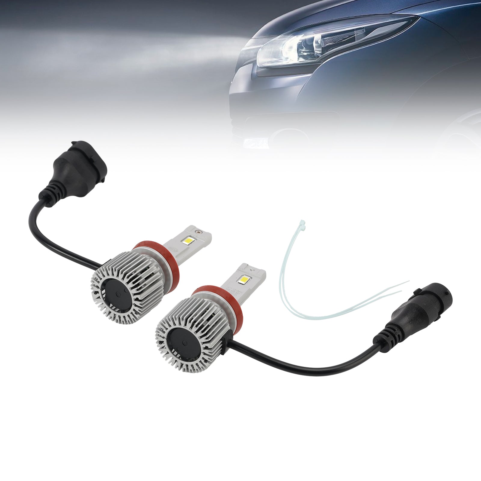 LED Headlight Bulb Kit Hi/Low Beam H8/H9/H11 12V 35W 6500K 2500LM For HELLA
