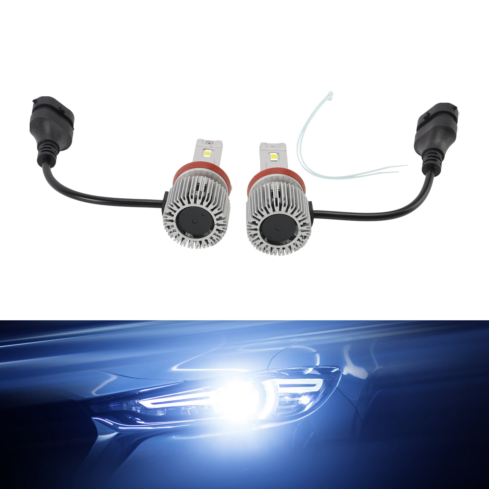 LED Headlight Bulb Kit Hi/Low Beam H8/H9/H11 12V 35W 6500K 2500LM For HELLA