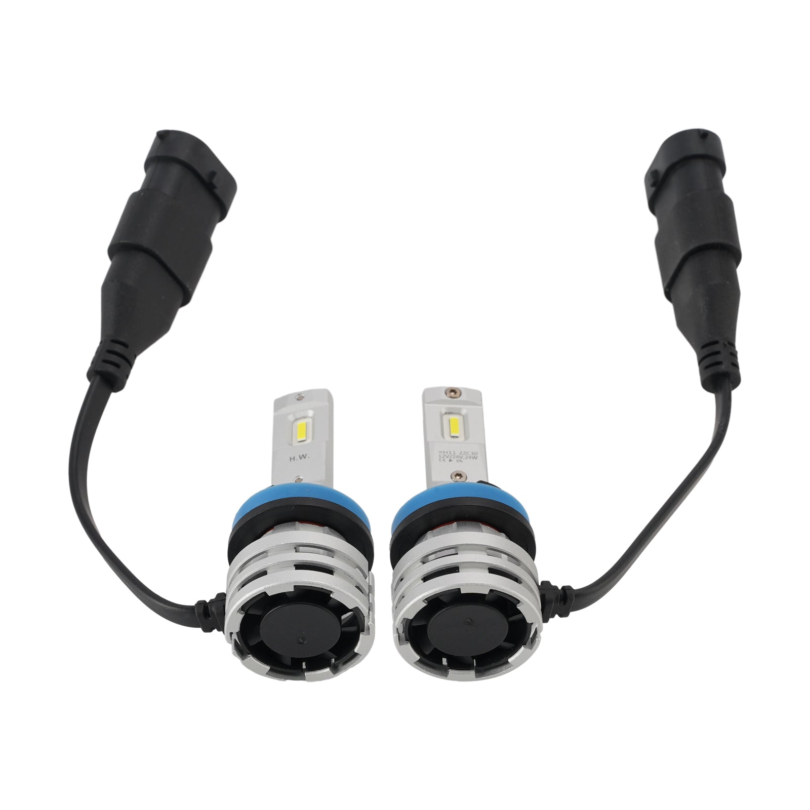 LED Headlight Bulb Kit High Low Beam H11 12V 24W 6500K Fan Cooling For HELLA