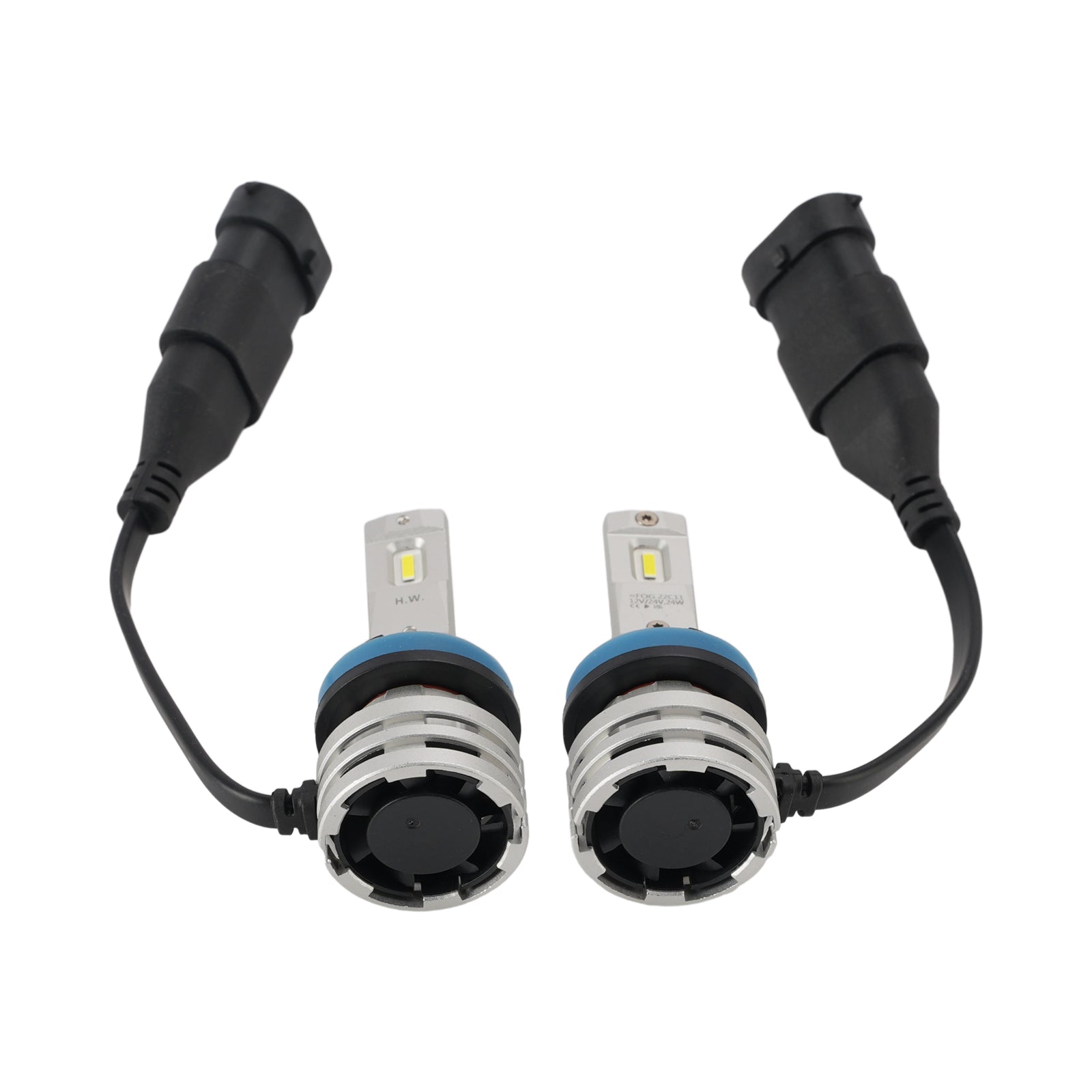 LED Headlight Bulb Kit Hi/Low Beam H8 H9 H11 12V 24W 6500K Fan Cooling For HELLA