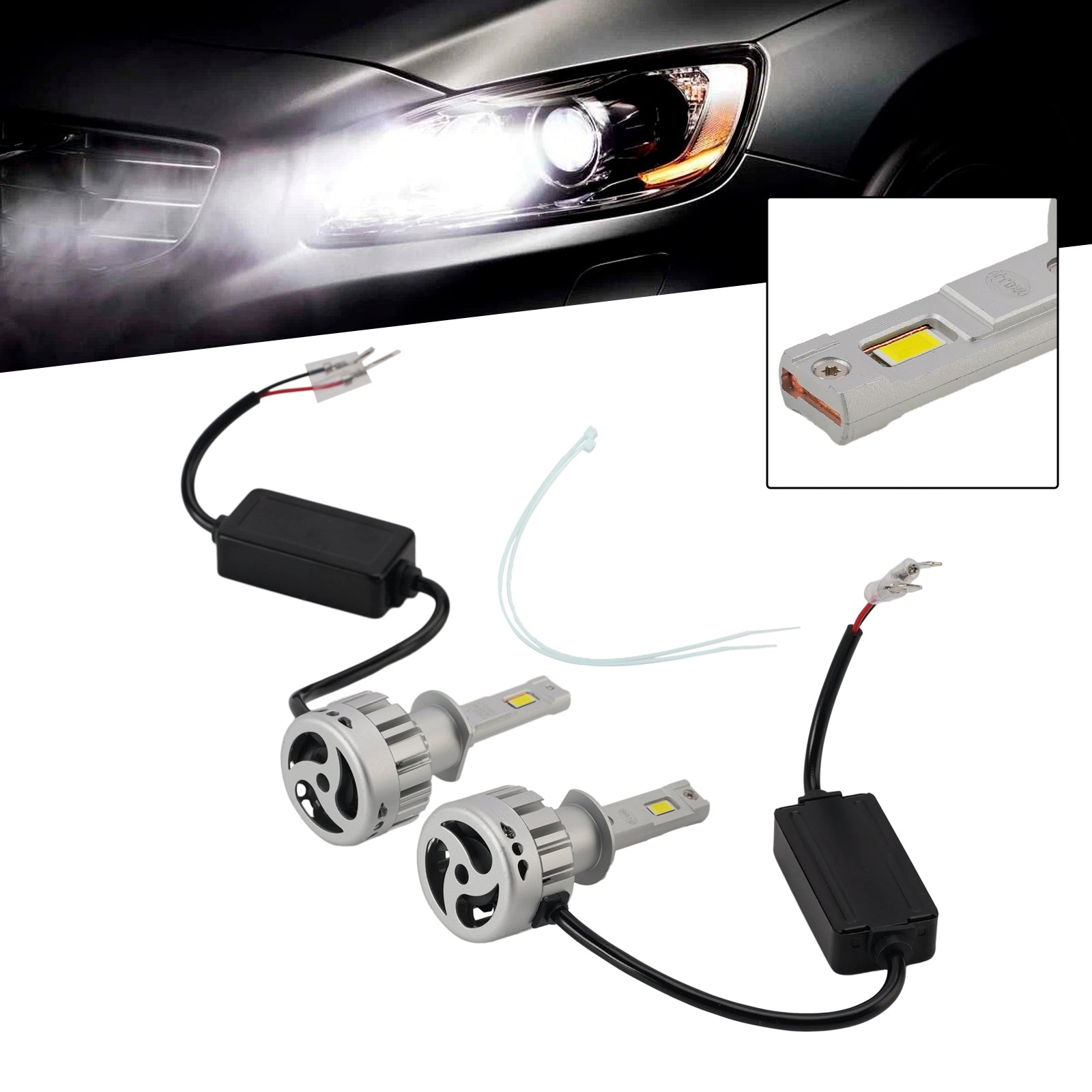 LED Headlight Bulb Kit High Low Beam Lamp H1 12V 55W 6500K 4000LM For HELLA