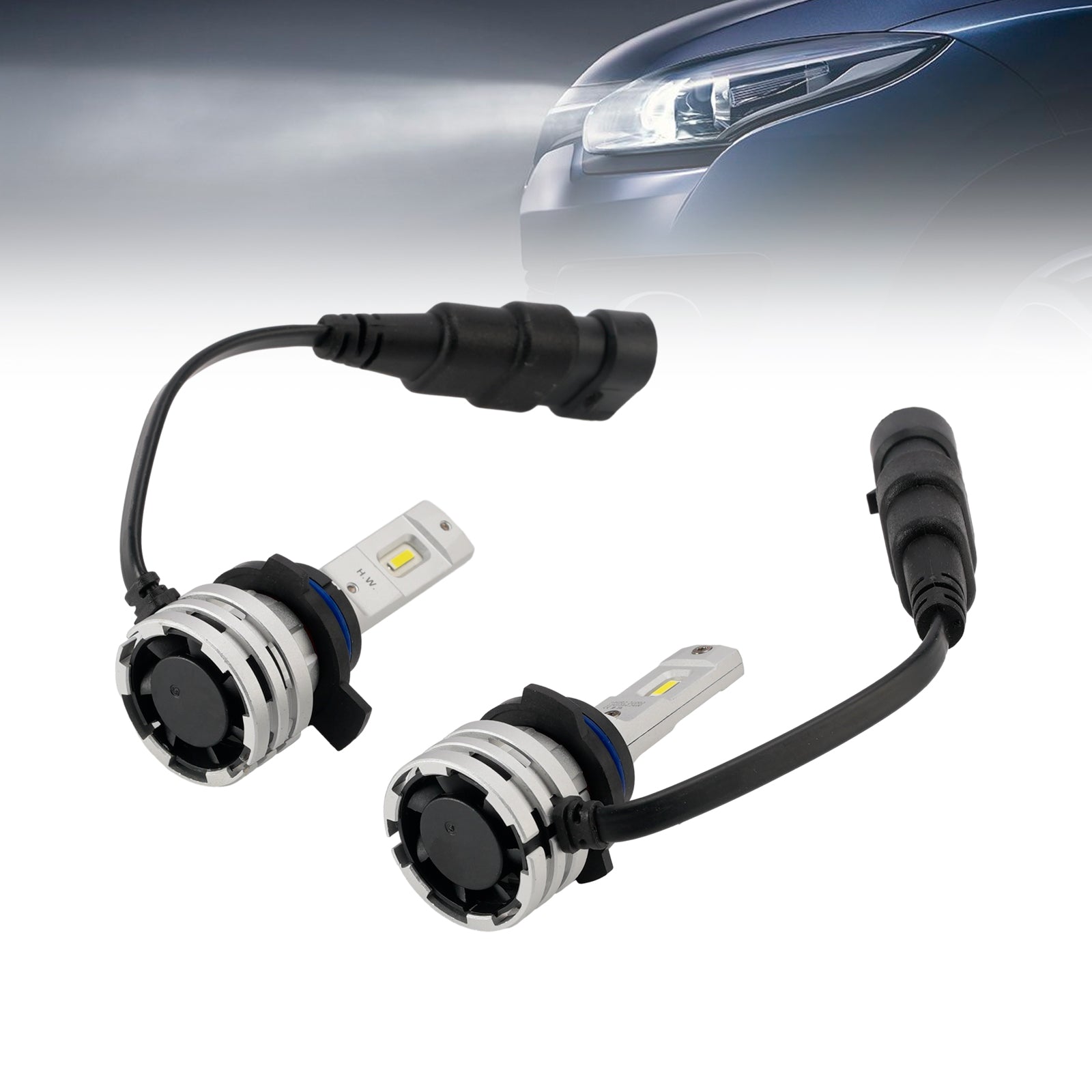 LED Headlight Bulb Kit Hi/Low Beam HIR2 9012 12V 24W 6500K Fan Cooling For HELLA