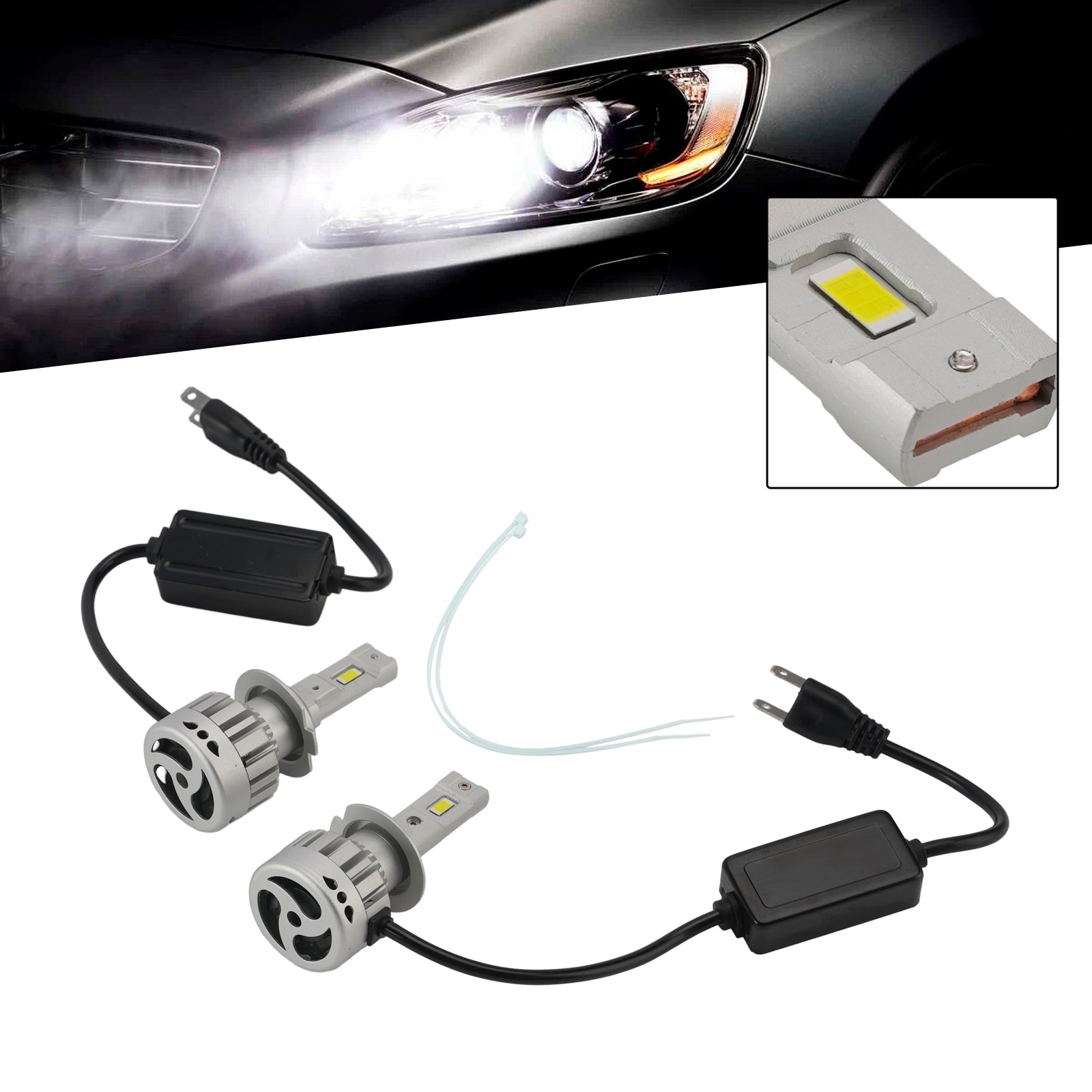 LED Headlight Bulb Kit High Low Beam Lamp H7 12V 55W 6500K 4000LM For HELLA