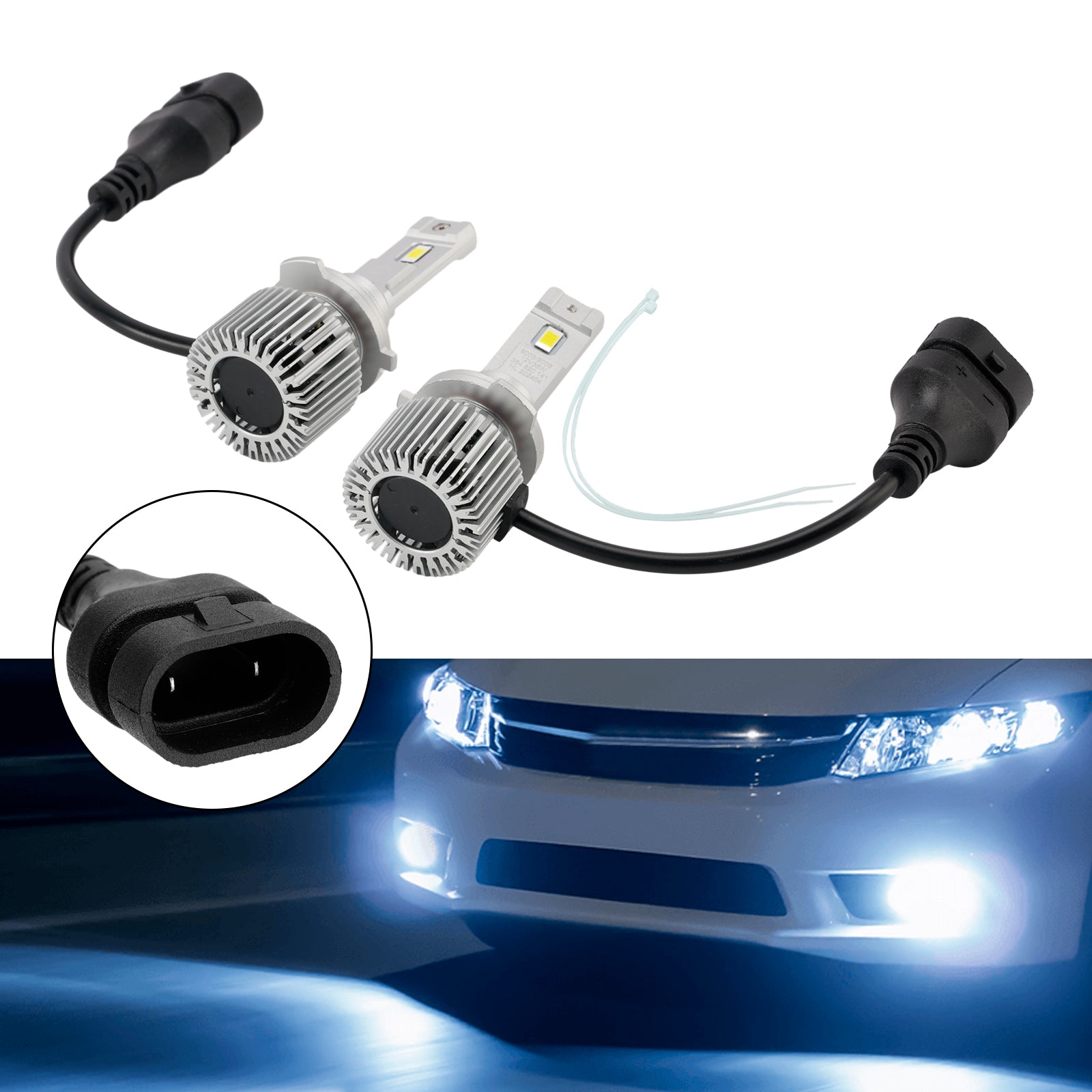 LED Headlight Bulb Kit Hi/Low Beam HIR2 9012 12V 35W 6500K 2500LM For HELLA
