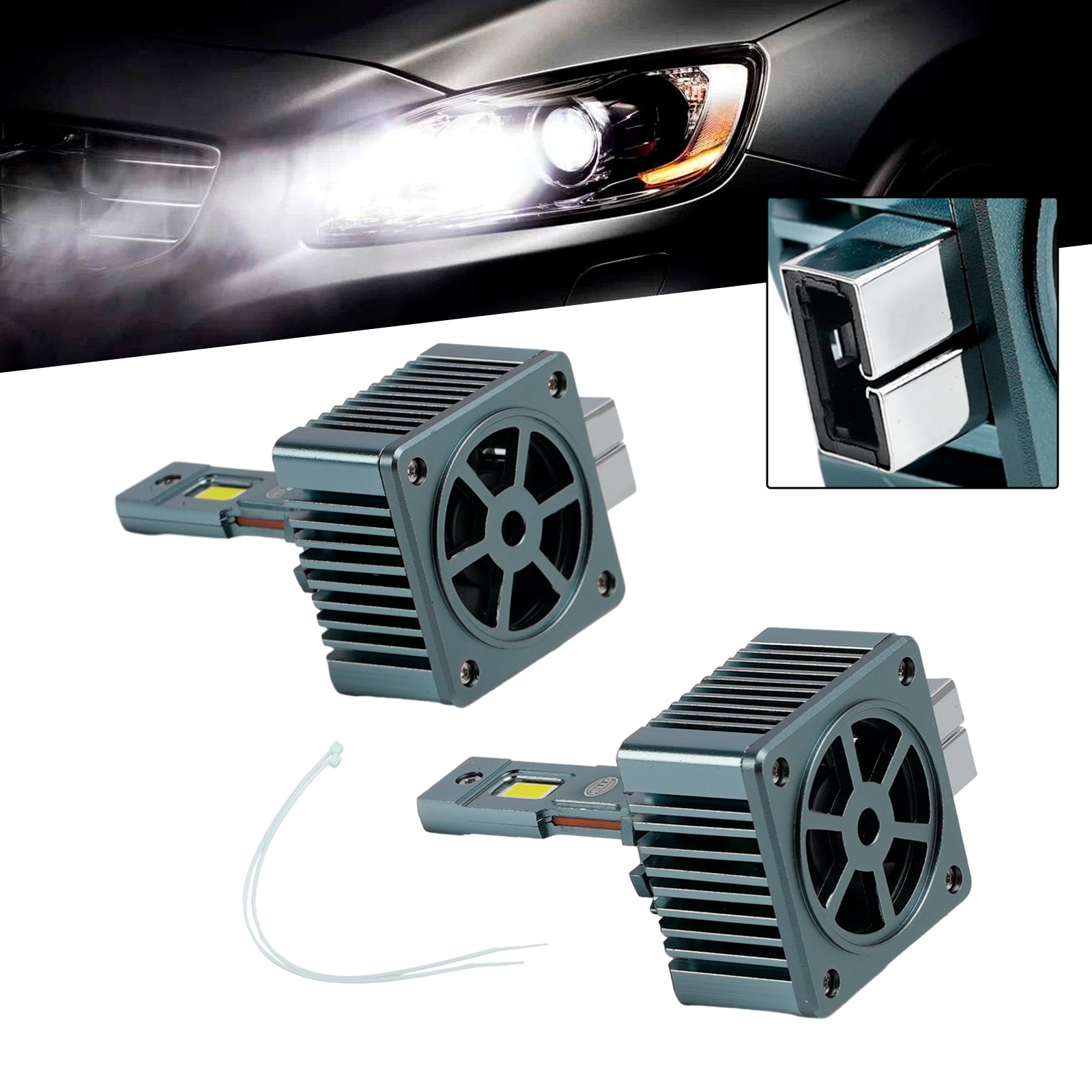 LED Headlight Bulb Kit High Low Beam Lamp D1S 12V 35W 6500K For HELLA