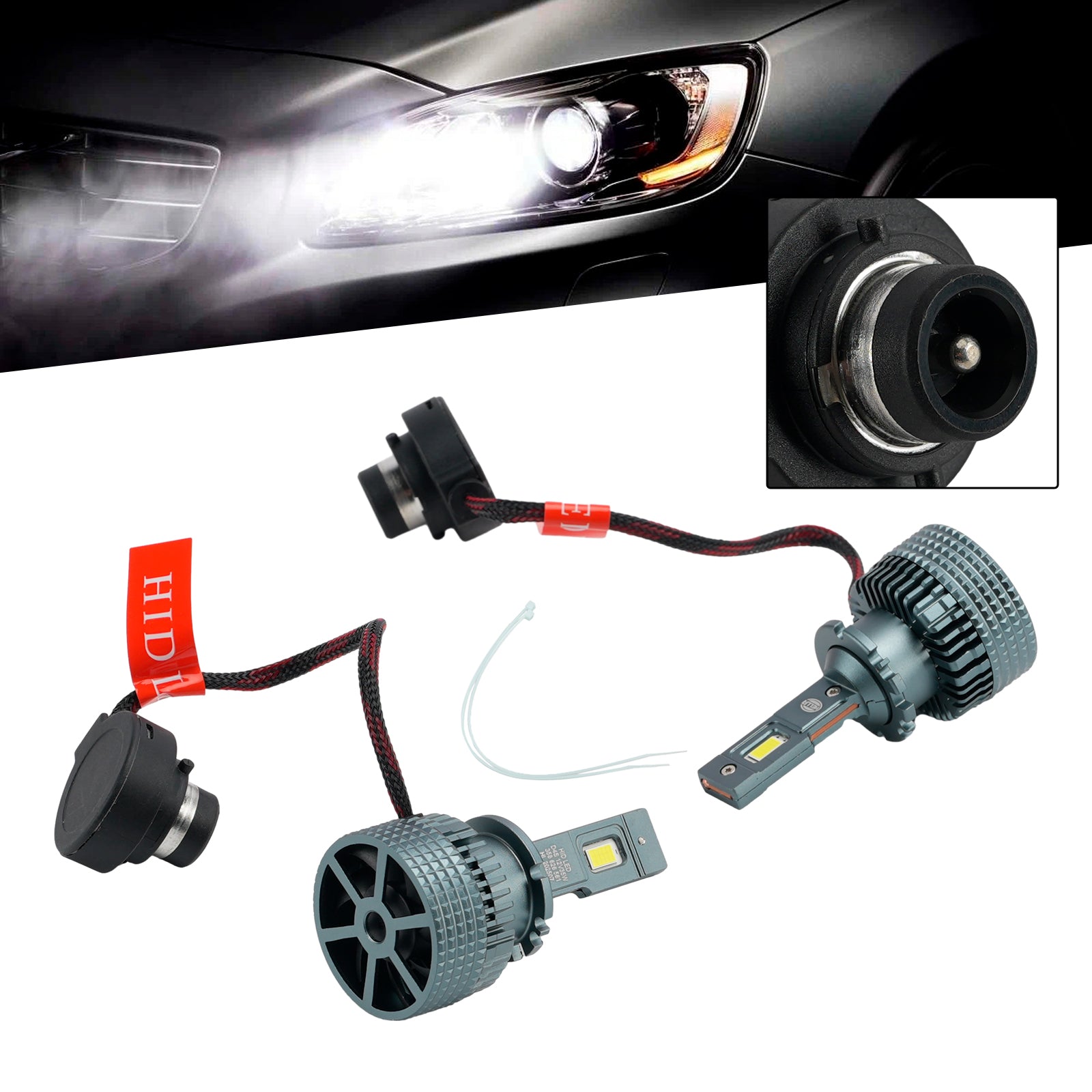 LED Headlight Bulb Kit High Low Beam Lamp D4S 12V 35W 6500K For HELLA