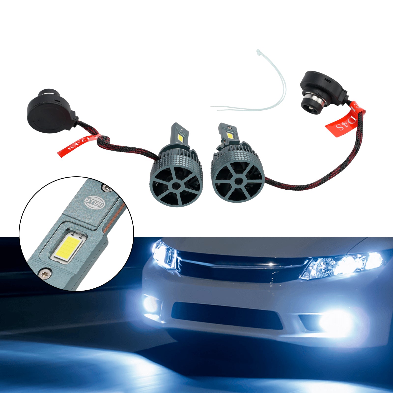 LED Headlight Bulb Kit High Low Beam Lamp D4S 12V 35W 6500K For HELLA