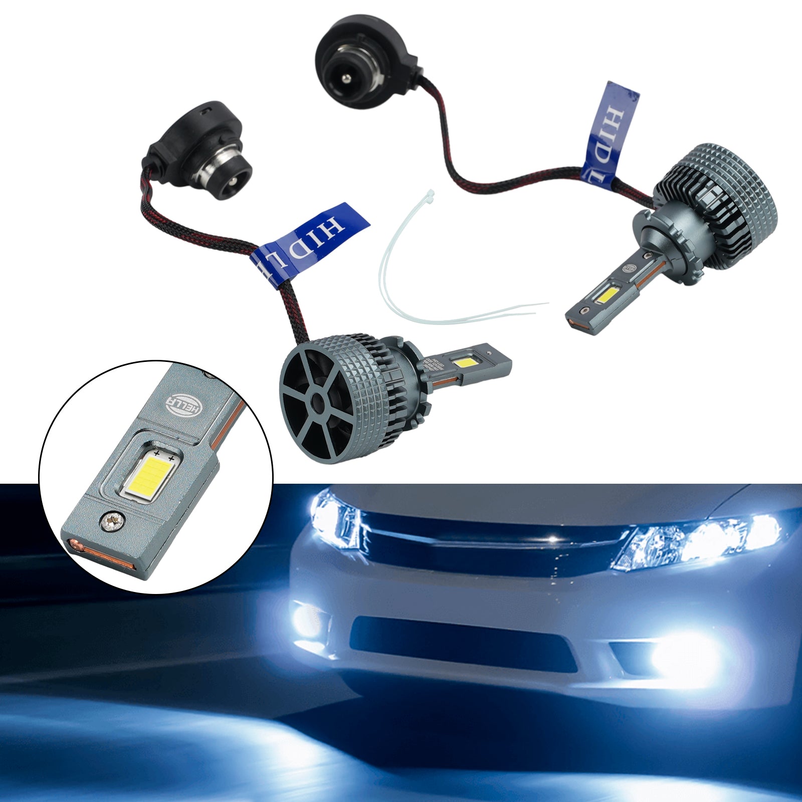 LED Headlight Bulb Kit High Low Beam Lamp D2S 12V 35W 6500K For HELLA