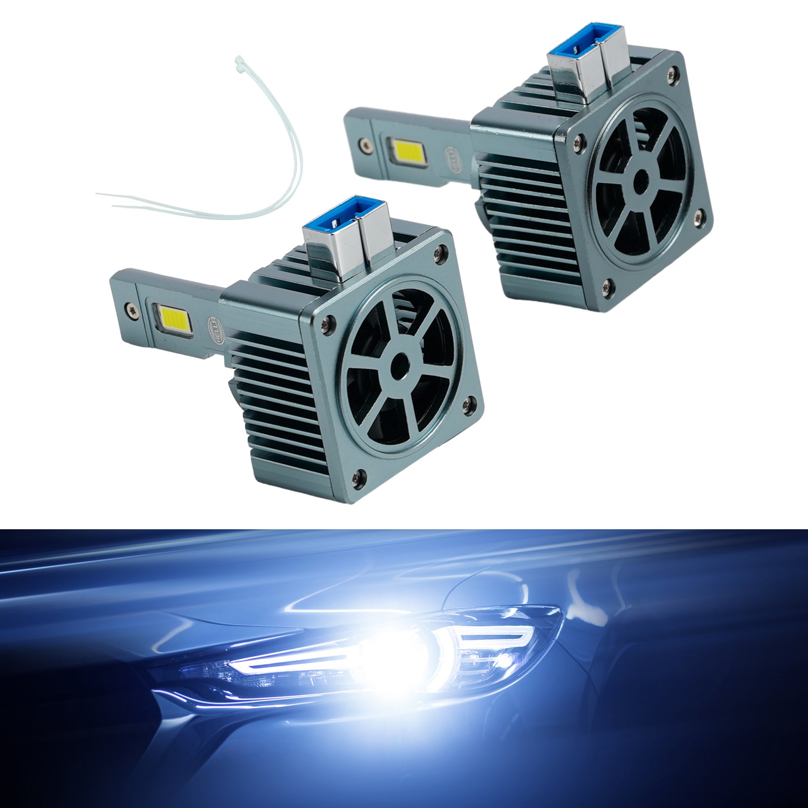 LED Headlight Bulb Kit High Low Beam Lamp D8S 12V 25W 6500K For HELLA