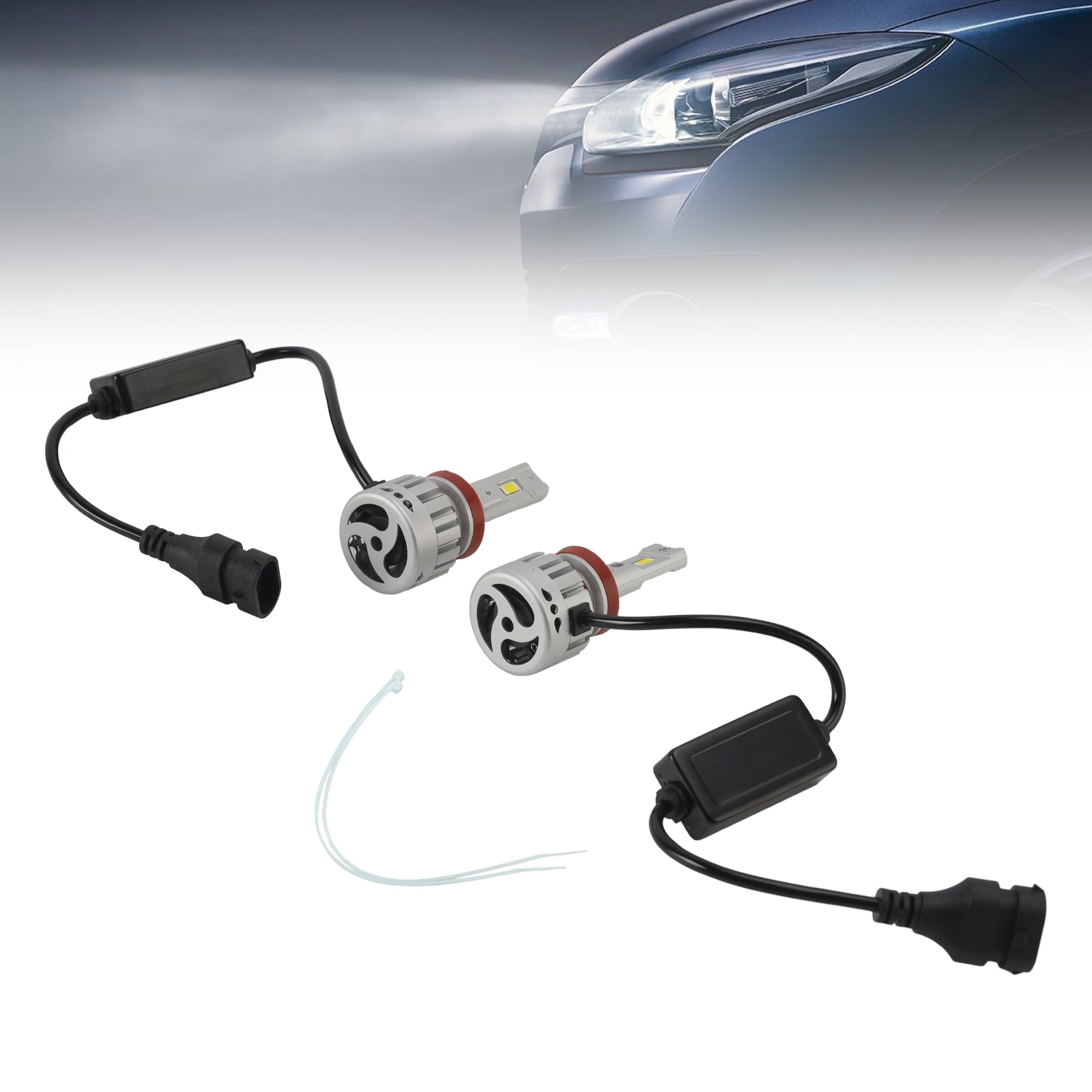 LED Headlight Bulb Kit High Low Beam H8 H9 H11 12V 55W 6500K 4000LM For HELLA
