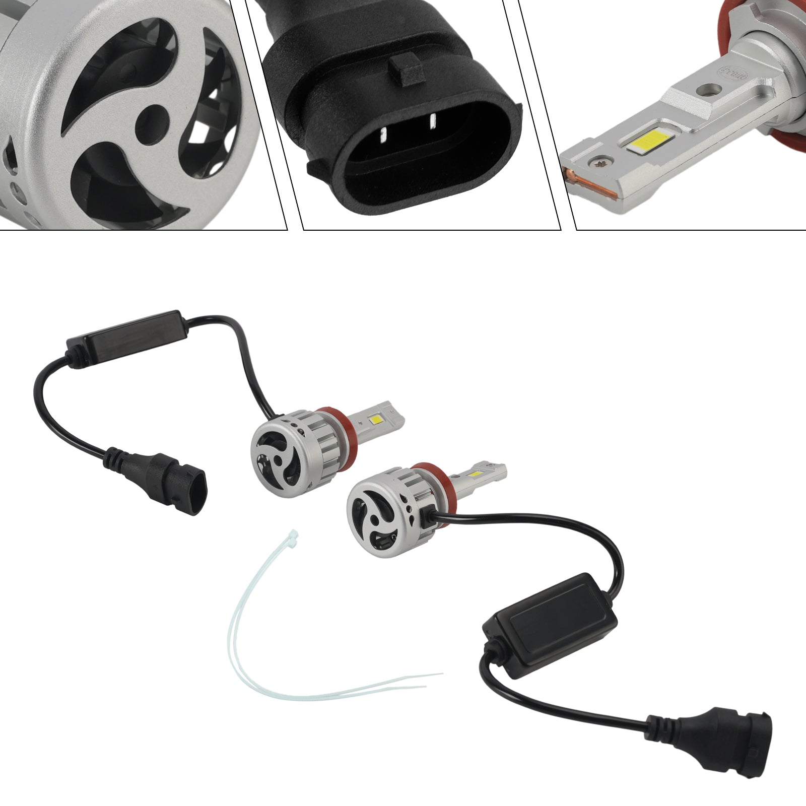 LED Headlight Bulb Kit High Low Beam H8 H9 H11 12V 55W 6500K 4000LM For HELLA
